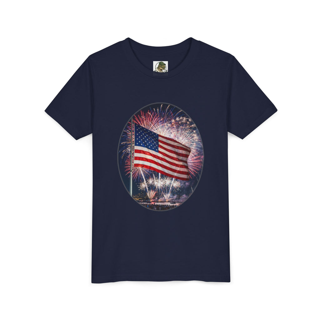 American Flag Fireworks Youth Tee