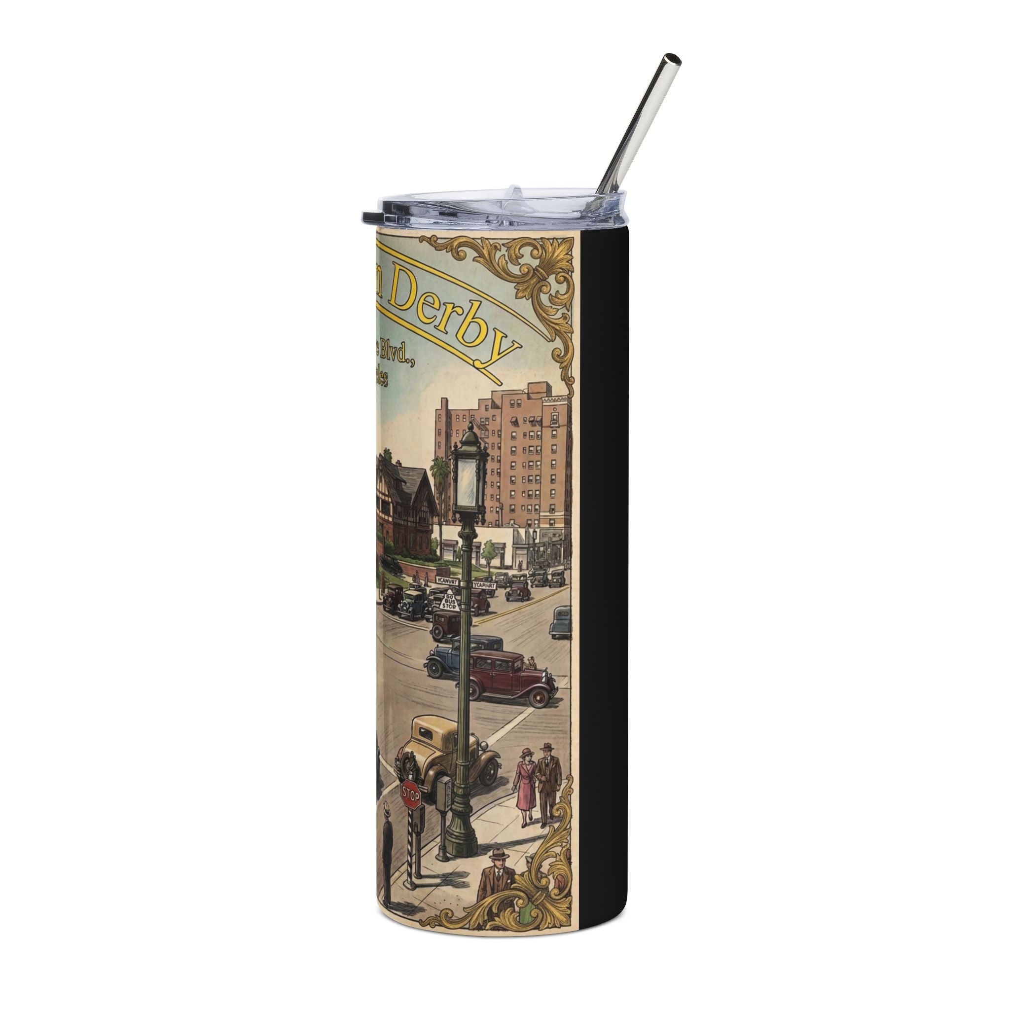 Vintage Brown Derby Restaurant 20oz Stainless Tumbler -- Retro Travel Poster Design