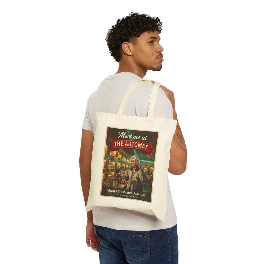Retro "Meet Me at The Automat" Canvas Grocery & Market Tote