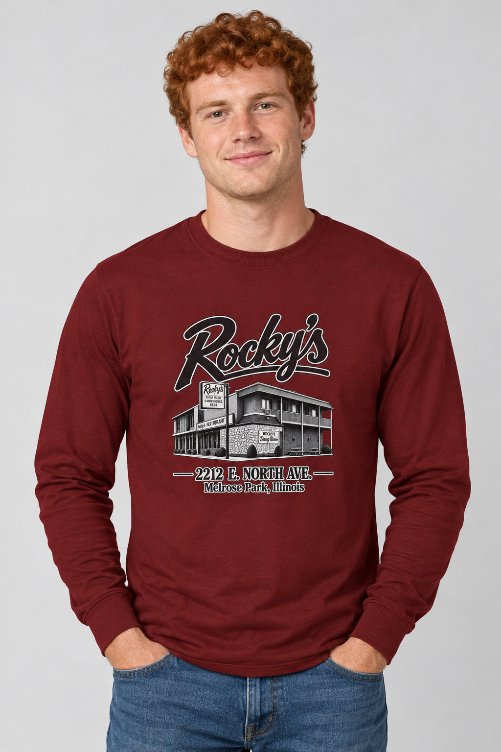 Rocky’s Diner Vintage Melrose Park Diner Long Sleeve Tee