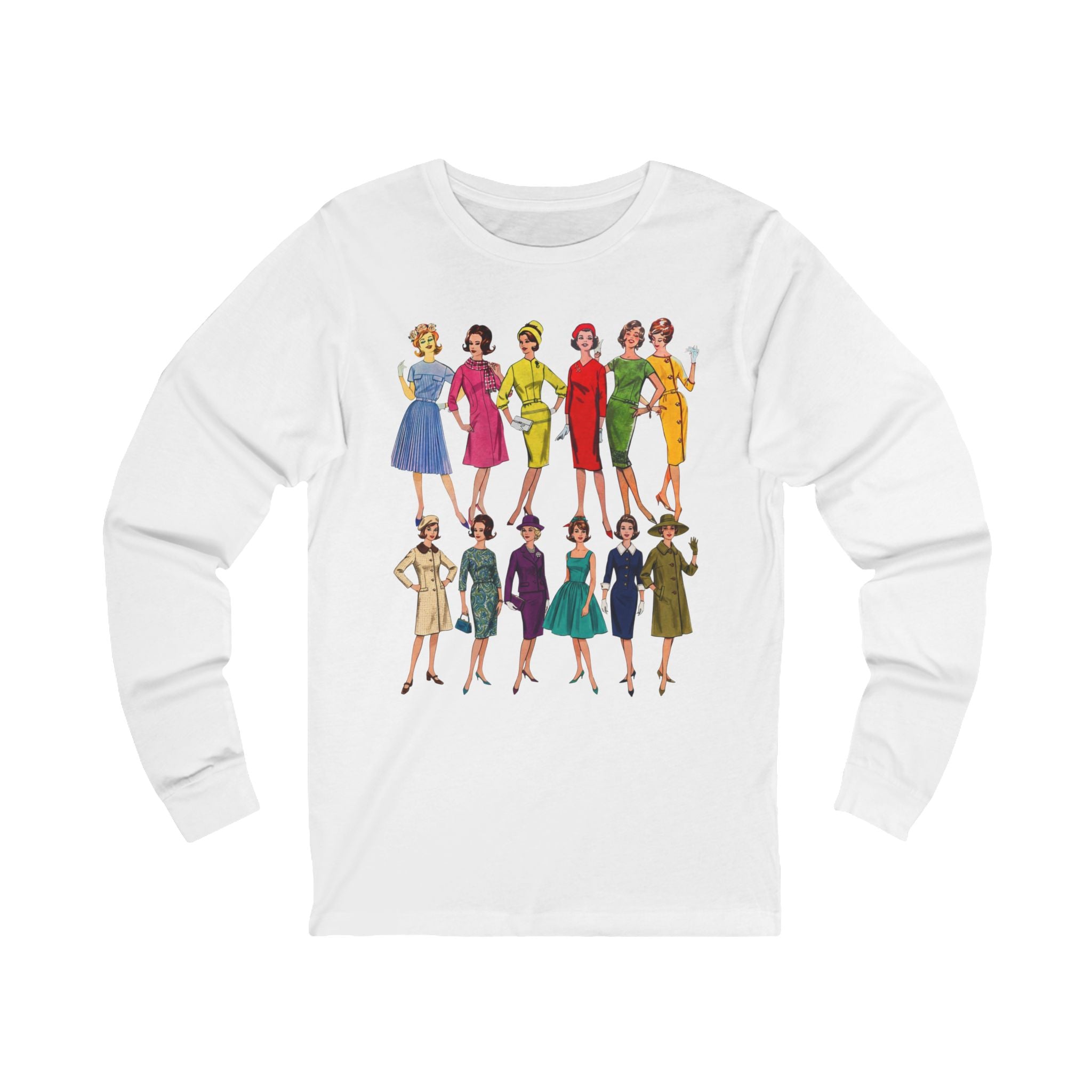 Unisex 'Sixties Fashion Show' Cotton Long Sleeve Tee