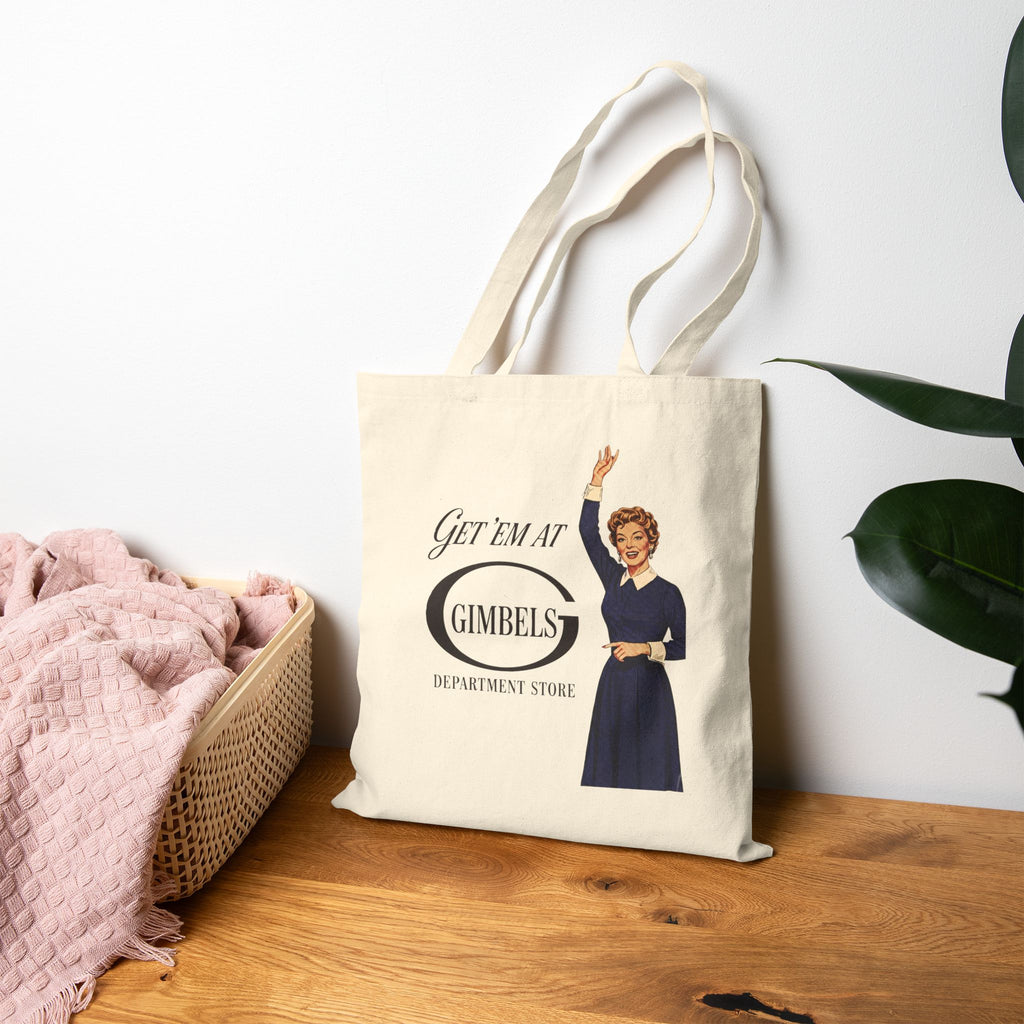 Vintage 'Get 'Em at Gimbels' Canvas Tote Bag