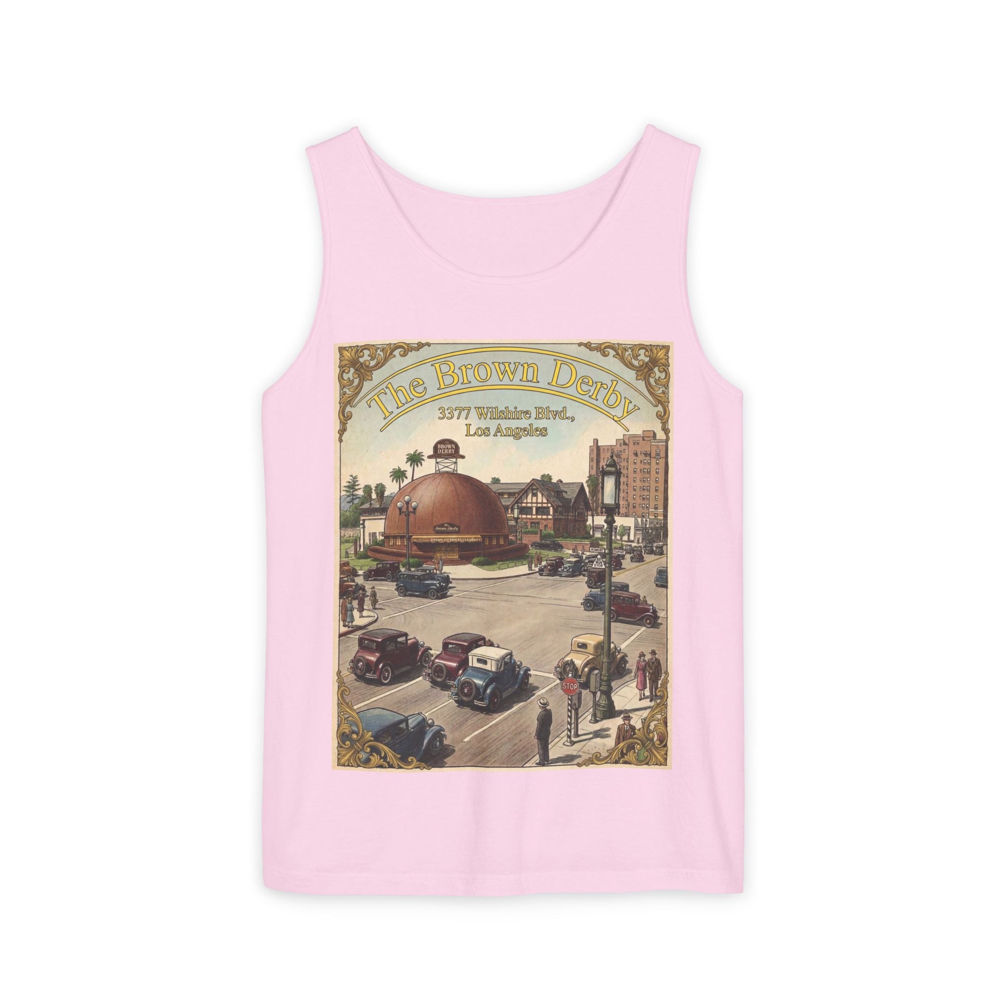 Vintage Brown Derby Los Angeles Tank Top – Retro Travel Poster
