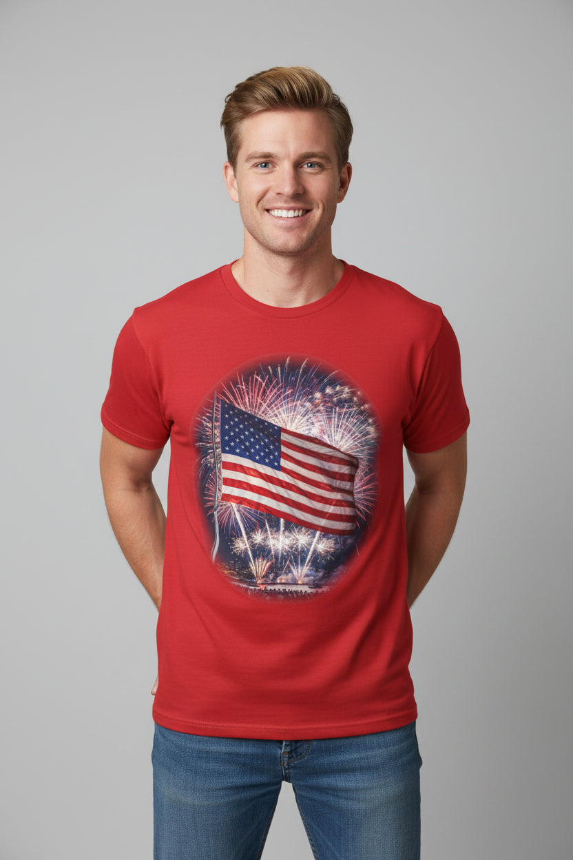 American Flag Fireworks Tee