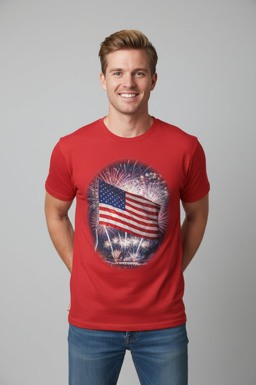 American Flag Fireworks Tee