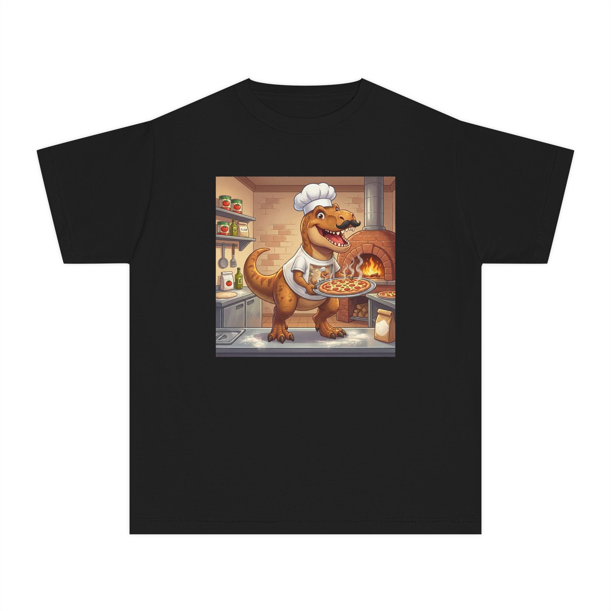 Ernest T‑Rex Pizza Chef Tee (Youth Midweight)