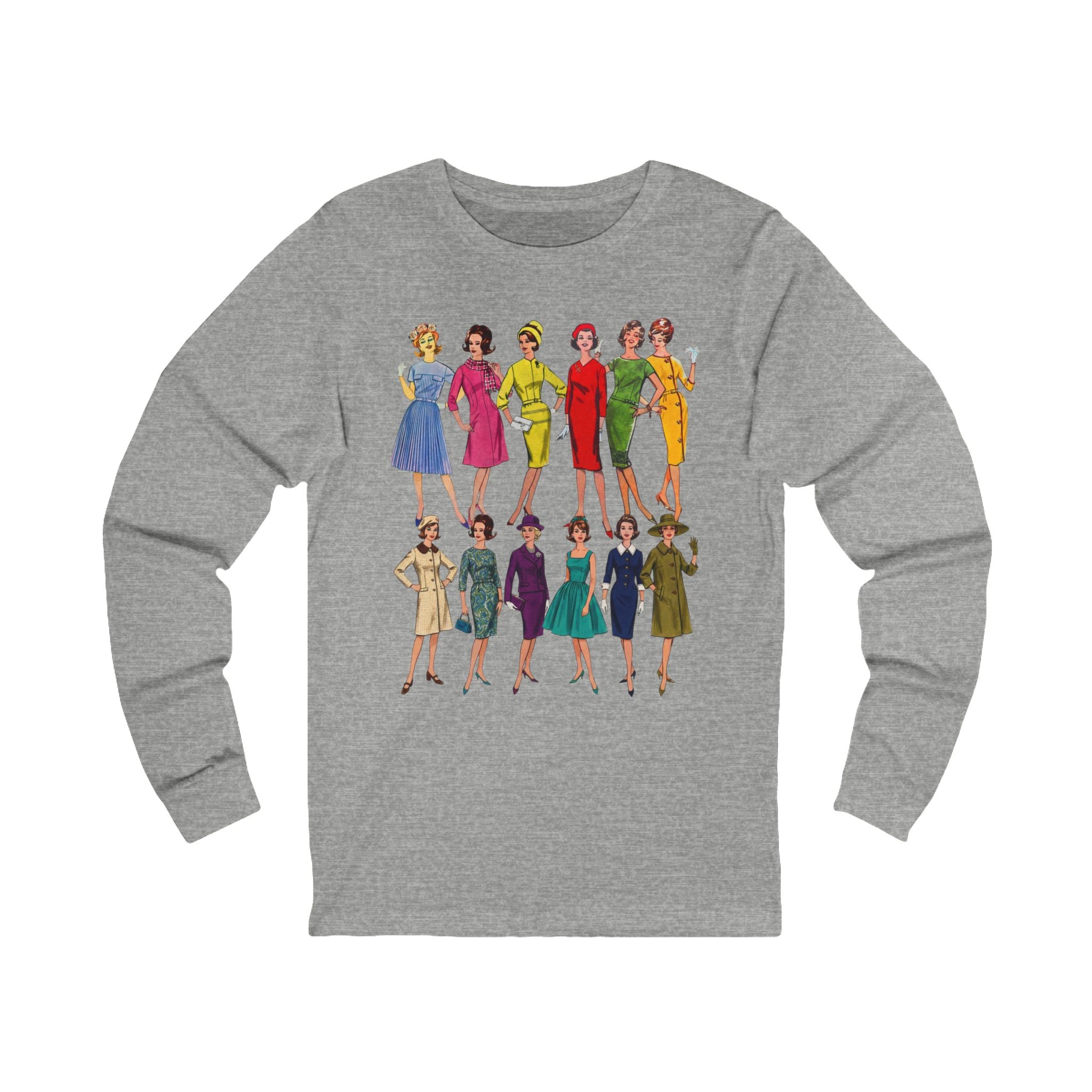 Unisex 'Sixties Fashion Show' Cotton Long Sleeve Tee