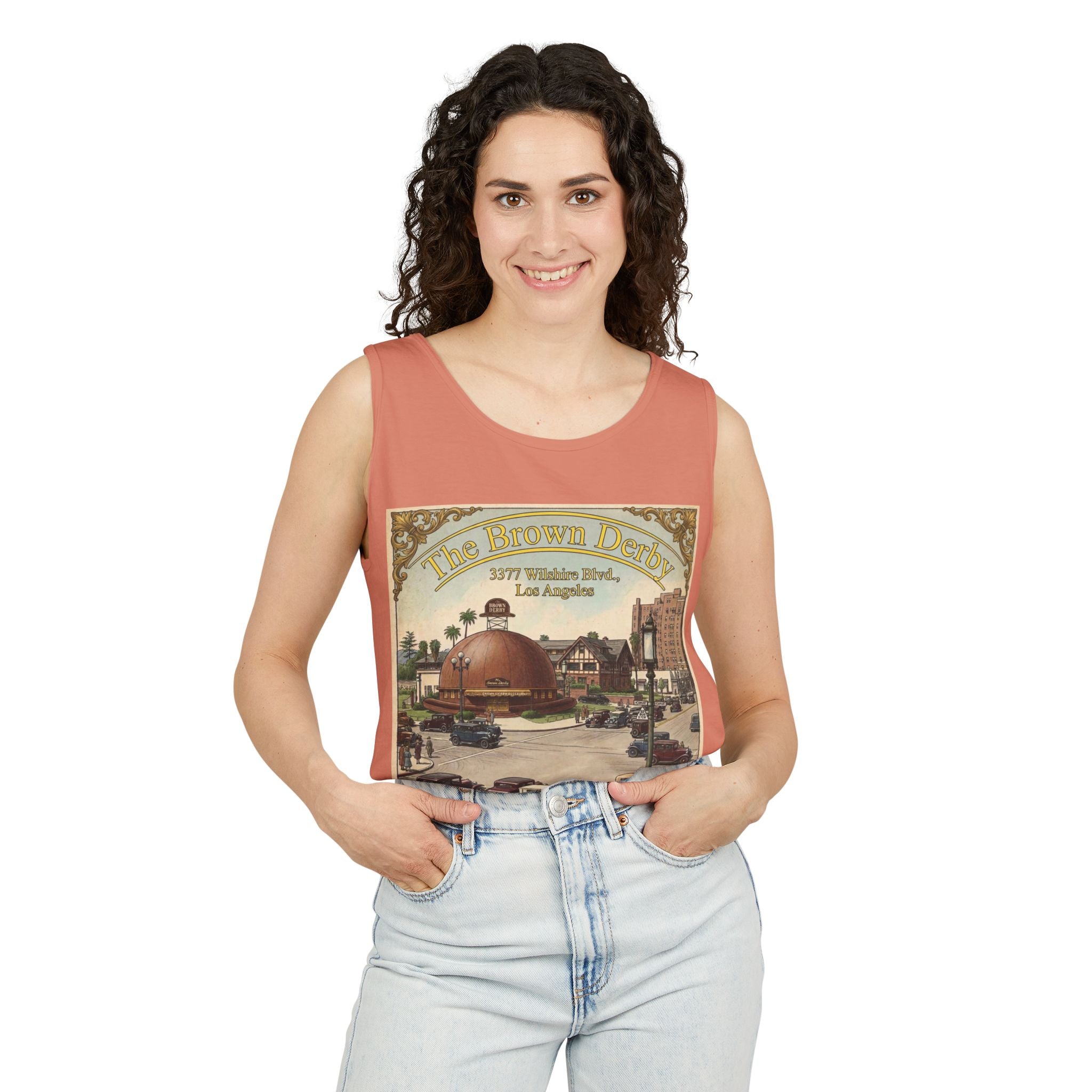 Vintage Brown Derby Los Angeles Tank Top – Retro Travel Poster