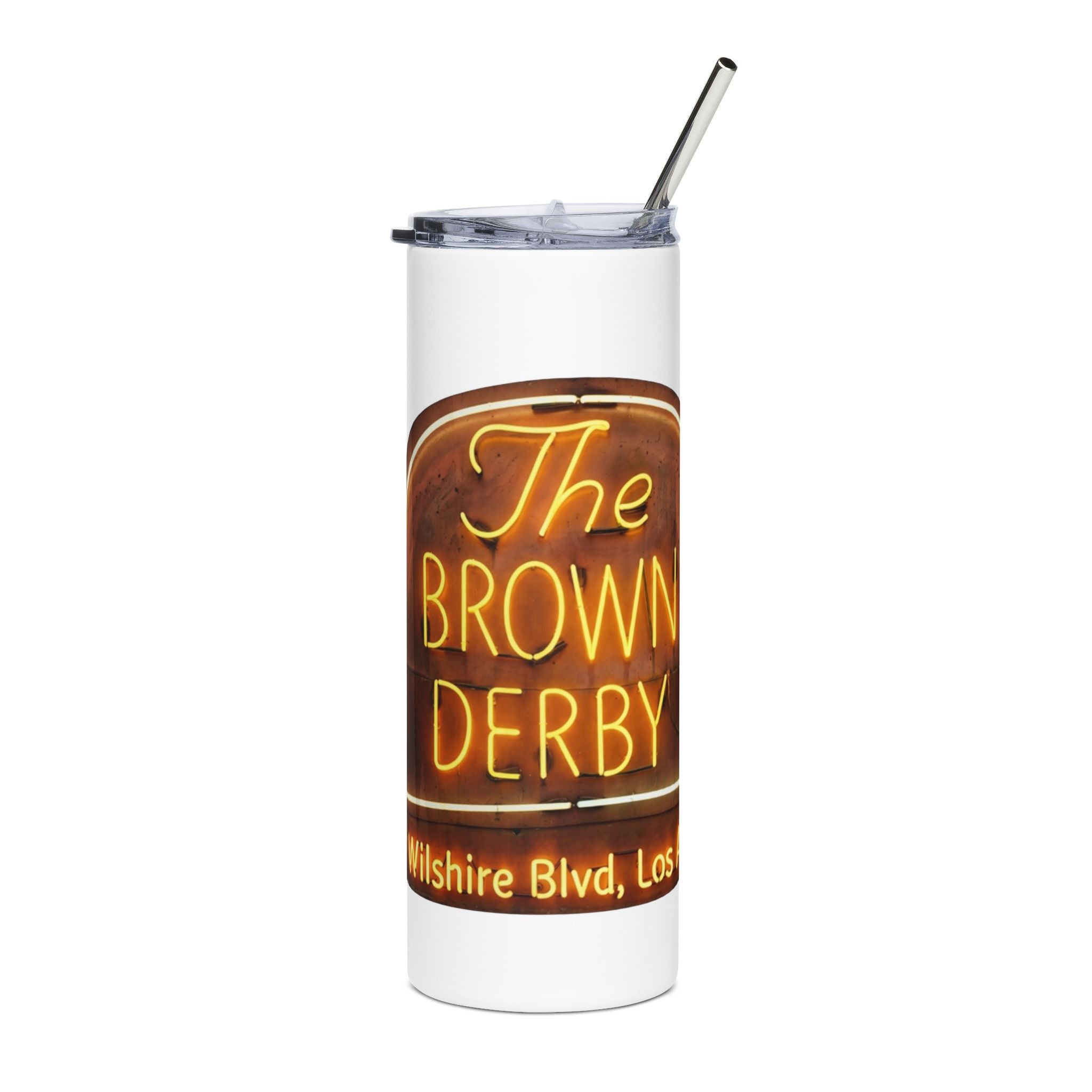 Unisex Vintage Brown Derby Neon Restaurant Stainless ST-Shirtl Travel Cup — 20oz