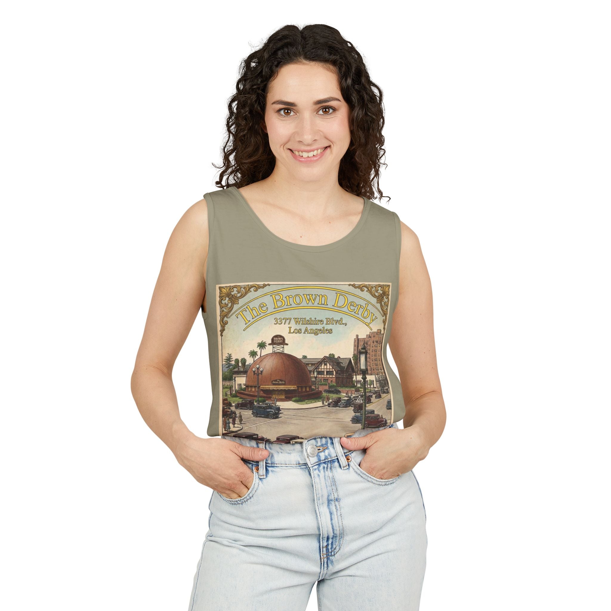 Vintage Brown Derby Los Angeles Tank Top – Retro Travel Poster