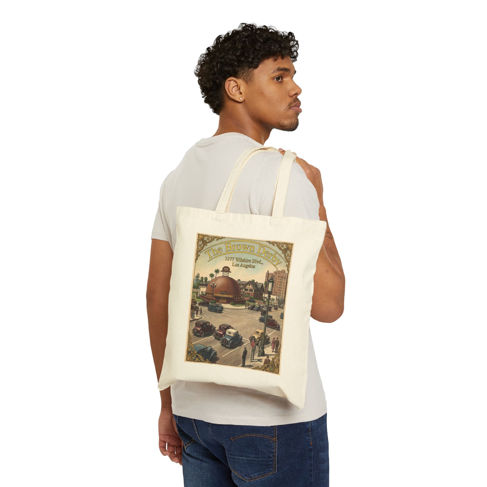 Vintage Double-Image Brown Derby Restaurant Canvas Tote Bag