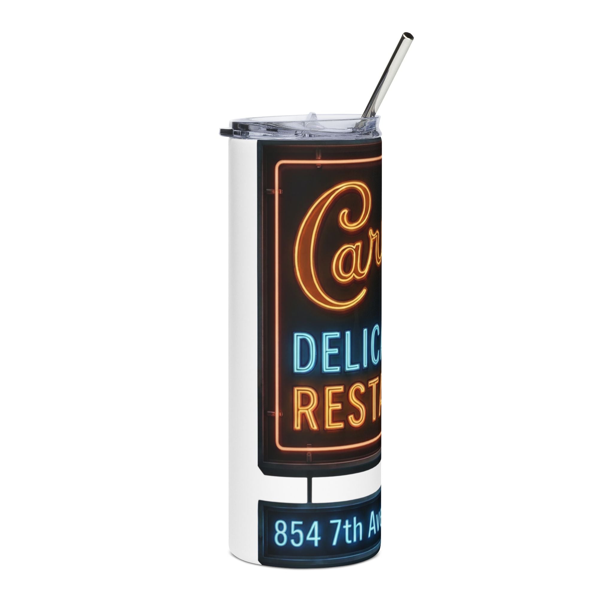 Vintage Carnegie Deli 20oz Stainless Tumbler -- Retro Neon Sign