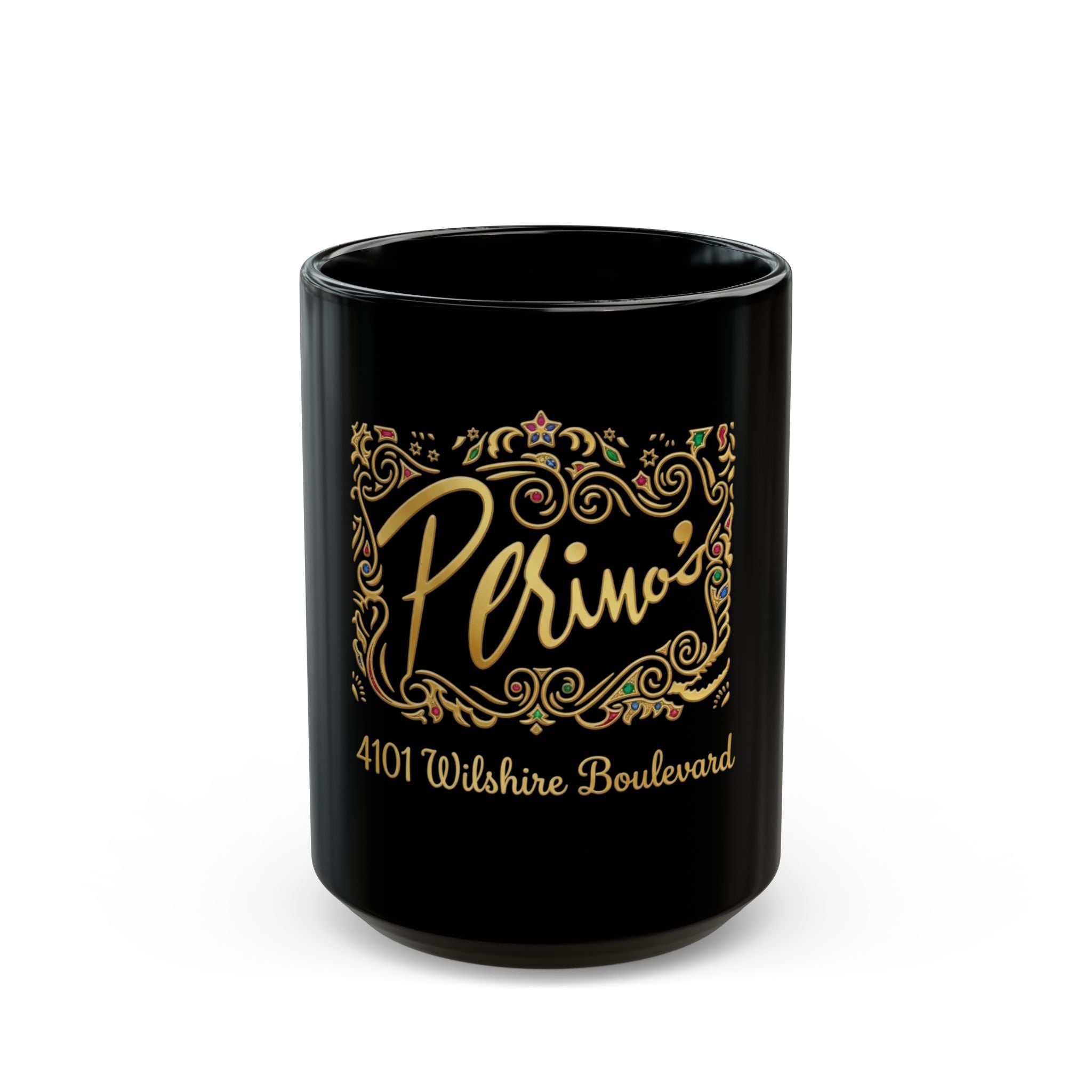 Vintage Perino's Restaurant Black Coffee Mug (15oz)