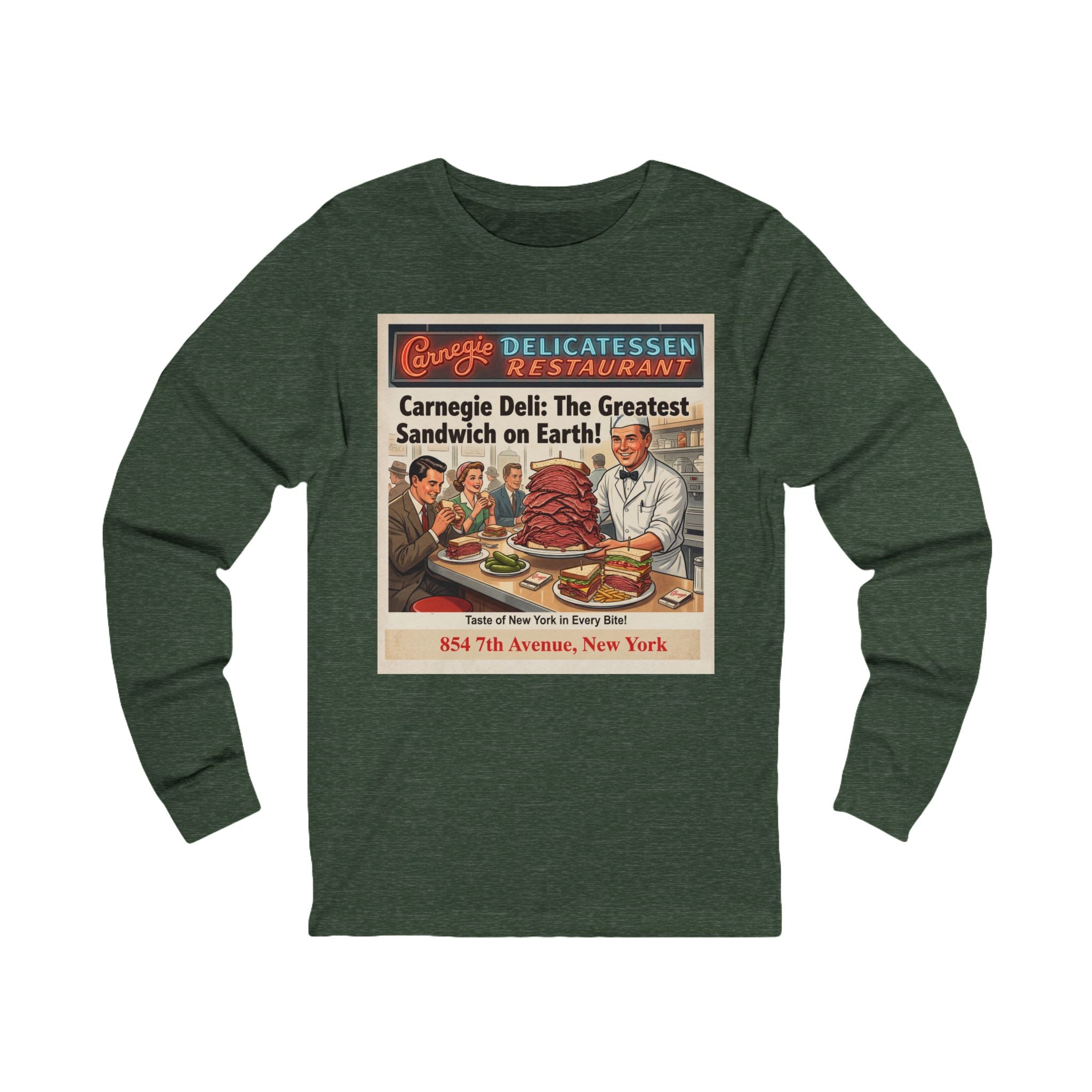 Vintage Carnegie Deli Long Sleeve Shirt -- Retro Advertisement Design