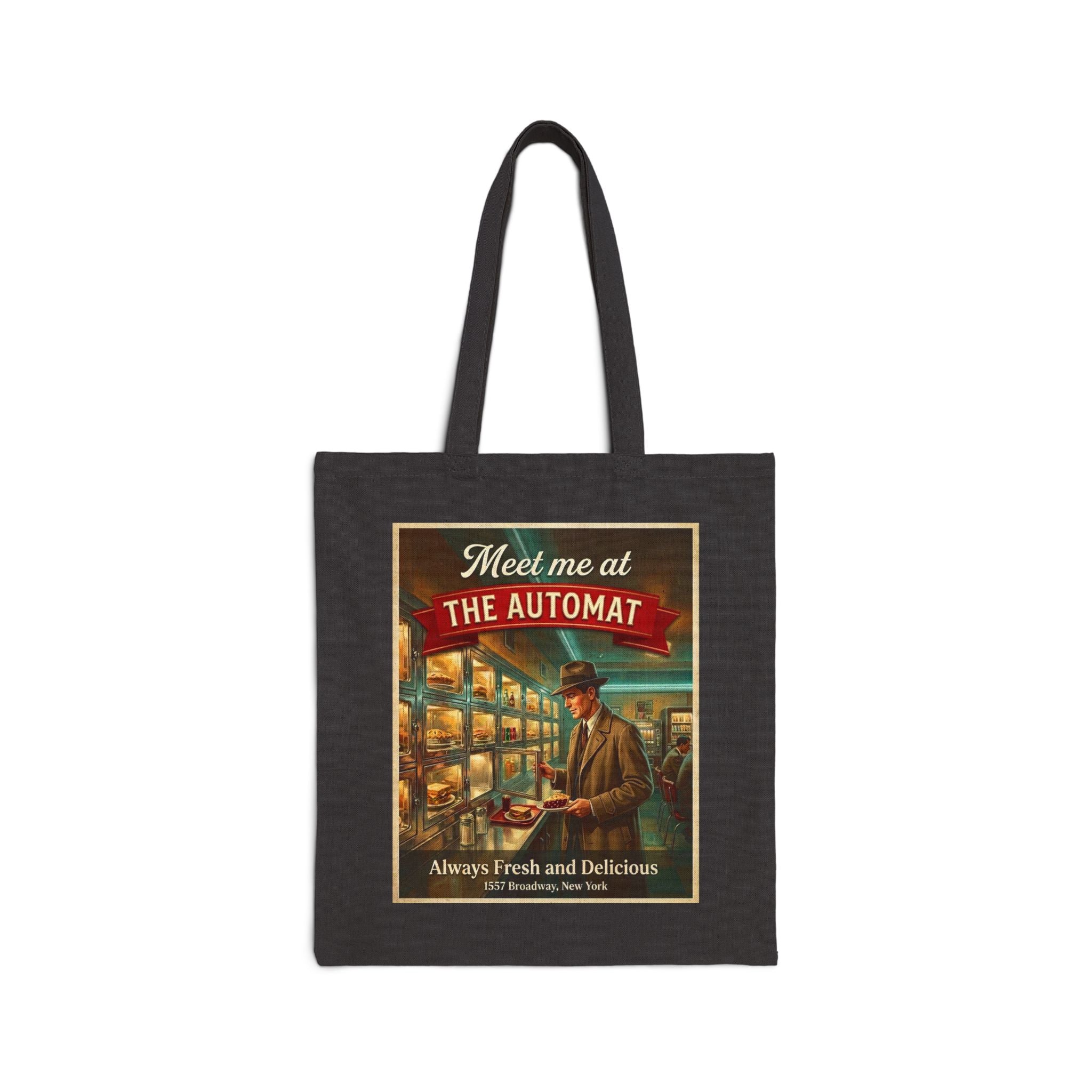 Retro "Meet Me at The Automat" Canvas Grocery & Market Tote