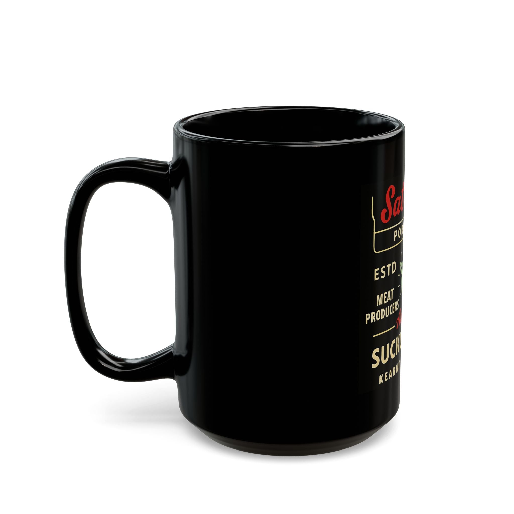 Pork Store Black Ceramic Mug (15oz)