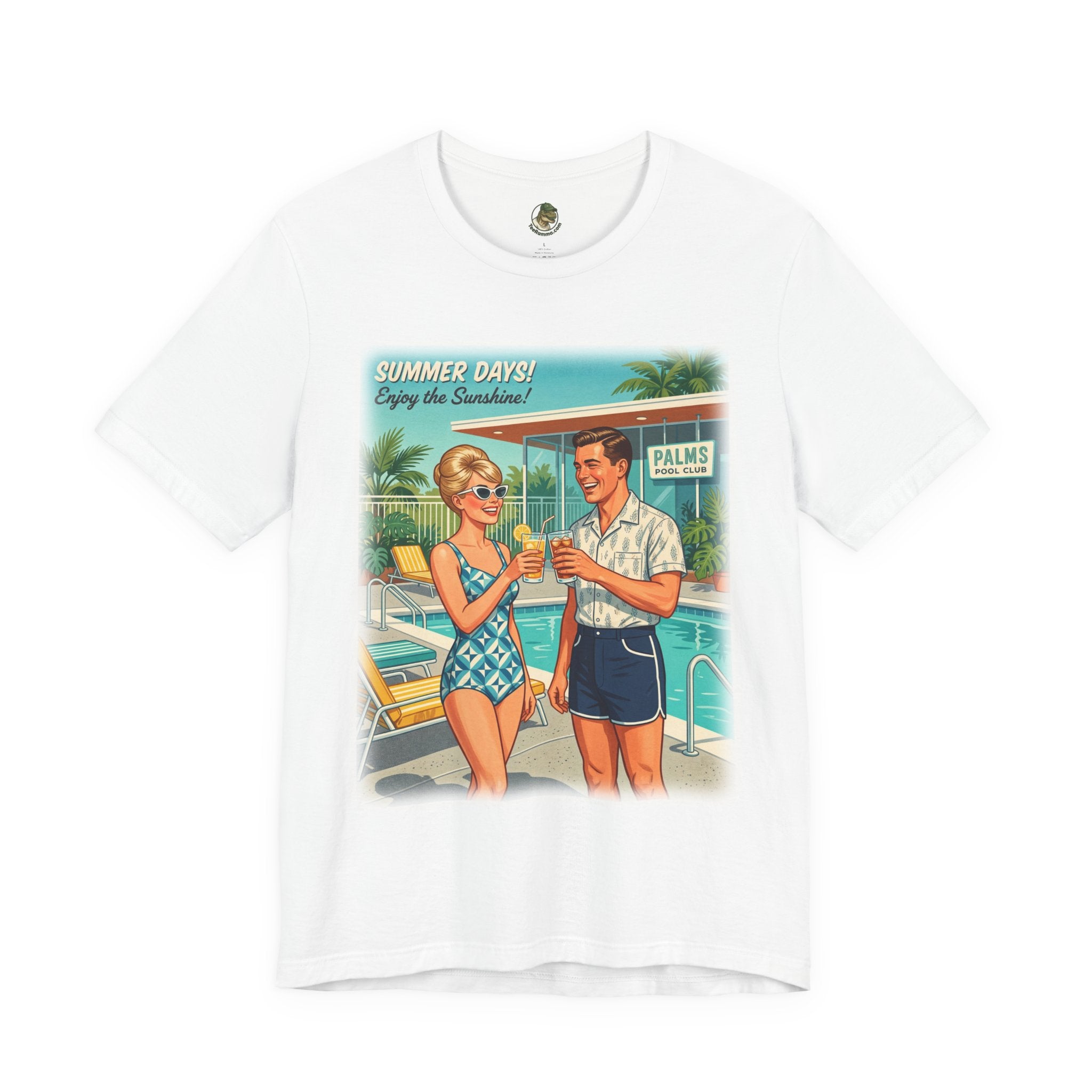 Unisex Retro 'Summer Days' Pool Party Cotton T-Shirt