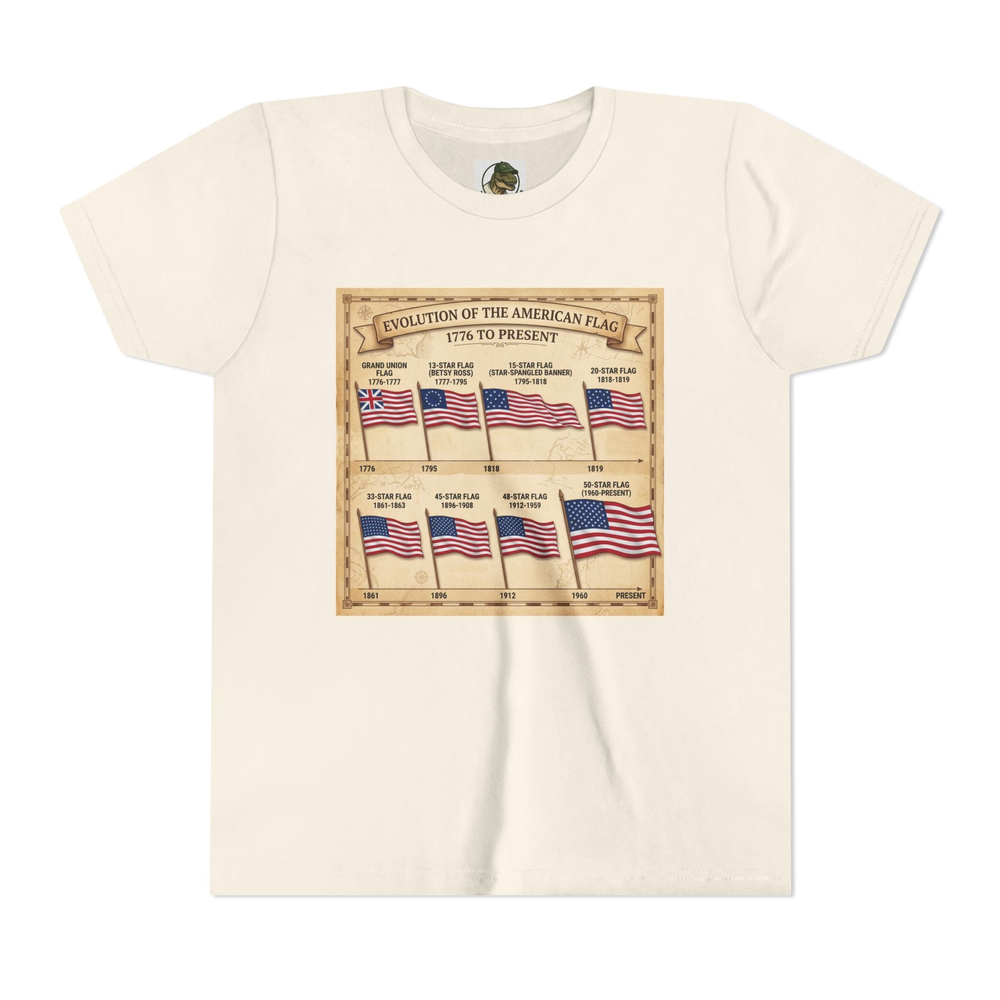 American Flag Timeline Youth Tee