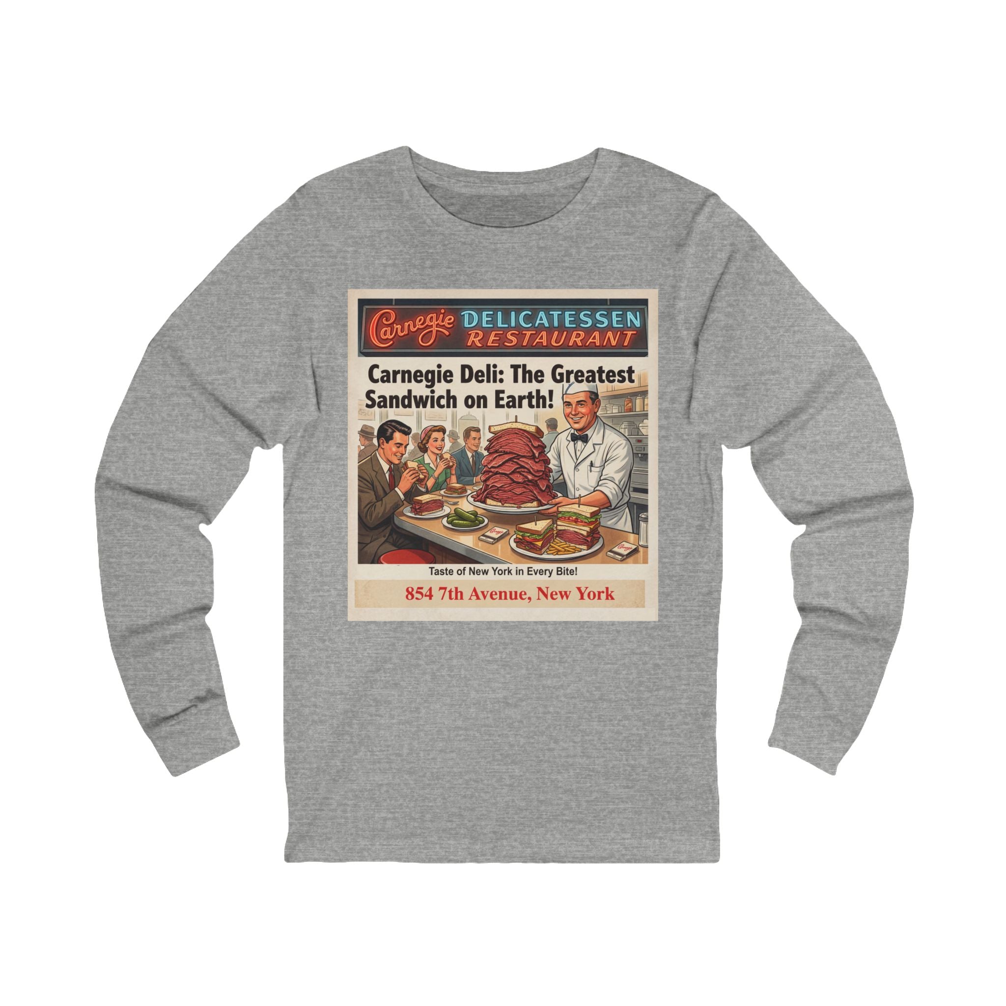 Vintage Carnegie Deli Long Sleeve Shirt -- Retro Advertisement Design