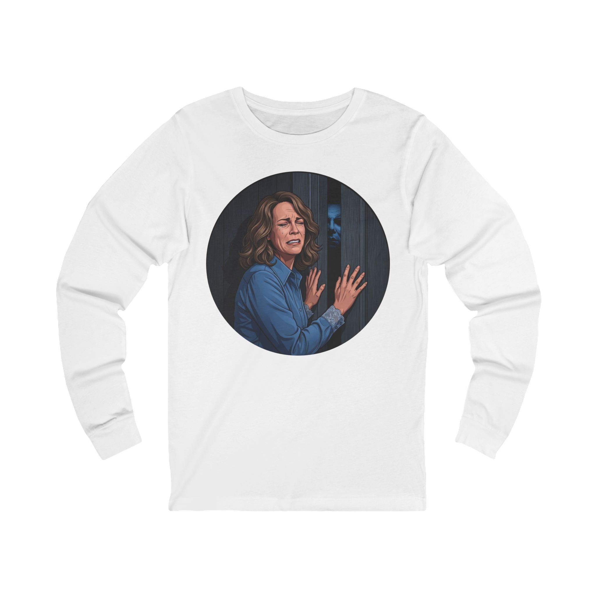 Unisex 'Demon at the Door' Long Sleeve Cotton T-Shirt