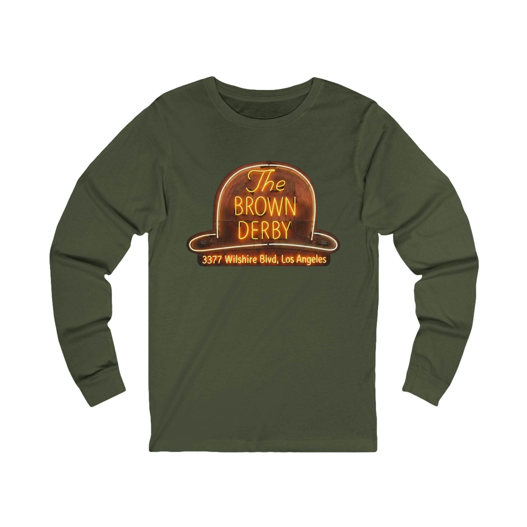 Vintage Brown Derby Sign Long Sleeve Tee -- Retro Neon Sign