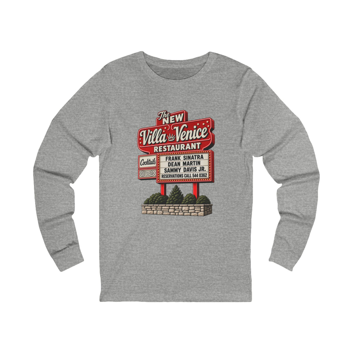 Villa Venice Restaurant Retro Sign Long Sleeve Tee