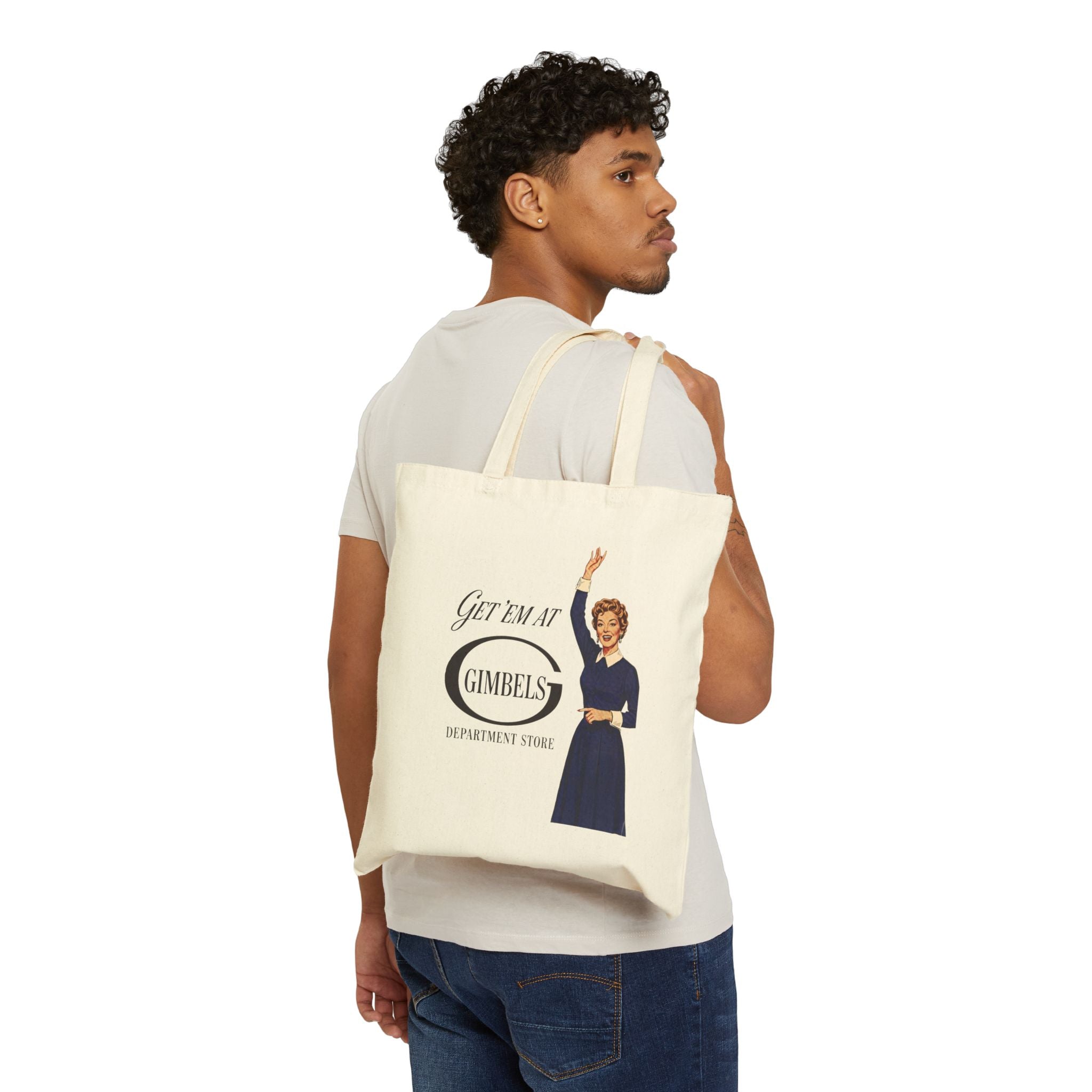 Vintage 'Get 'Em at Gimbels' Canvas Tote Bag