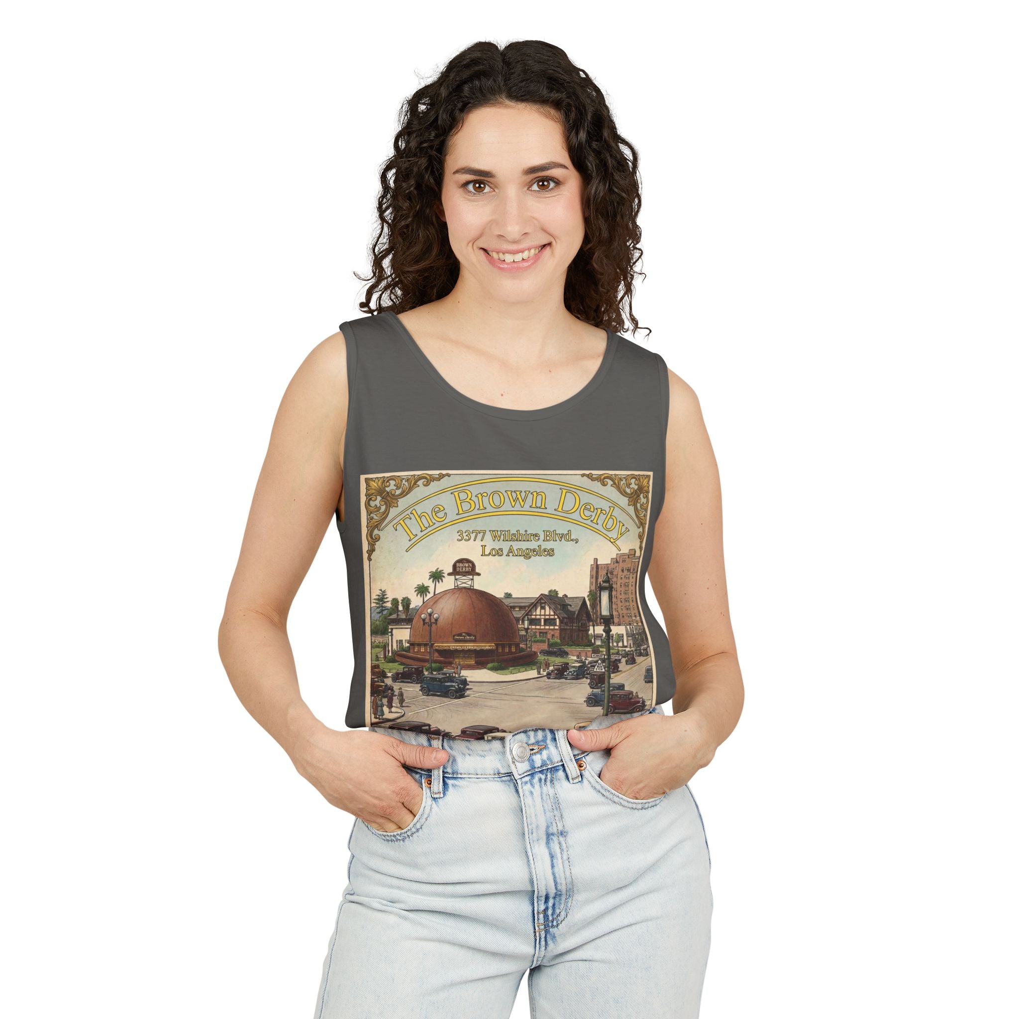 Vintage Brown Derby Los Angeles Tank Top – Retro Travel Poster