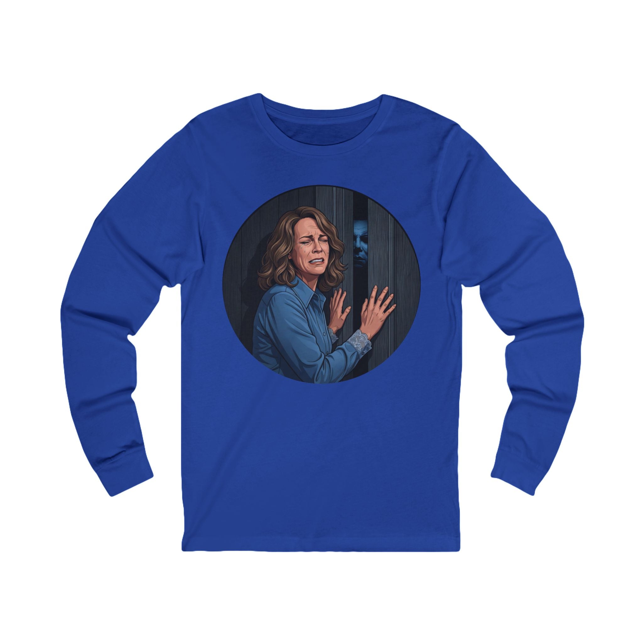 Unisex 'Demon at the Door' Long Sleeve Cotton T-Shirt