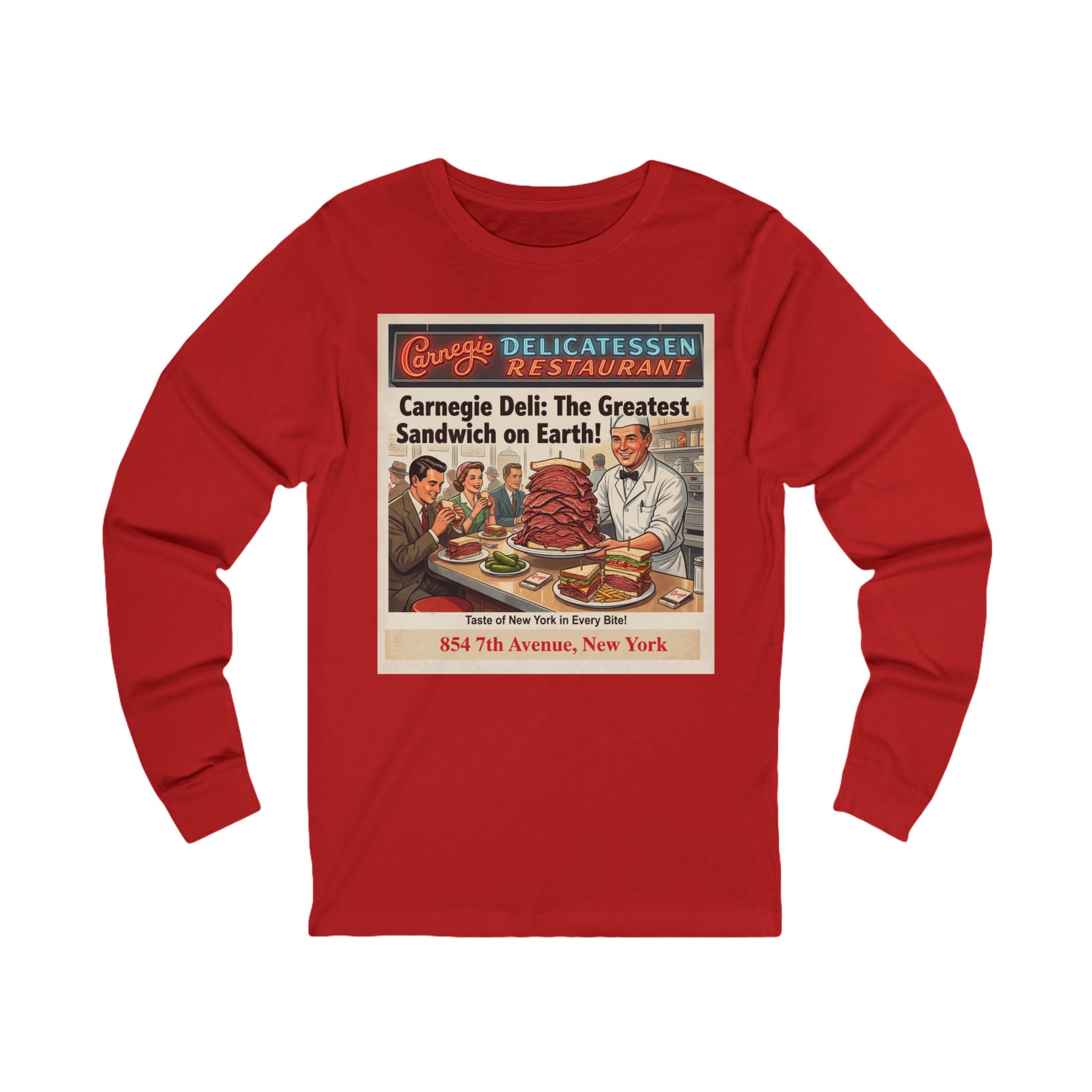 Vintage Carnegie Deli Long Sleeve Shirt -- Retro Advertisement Design
