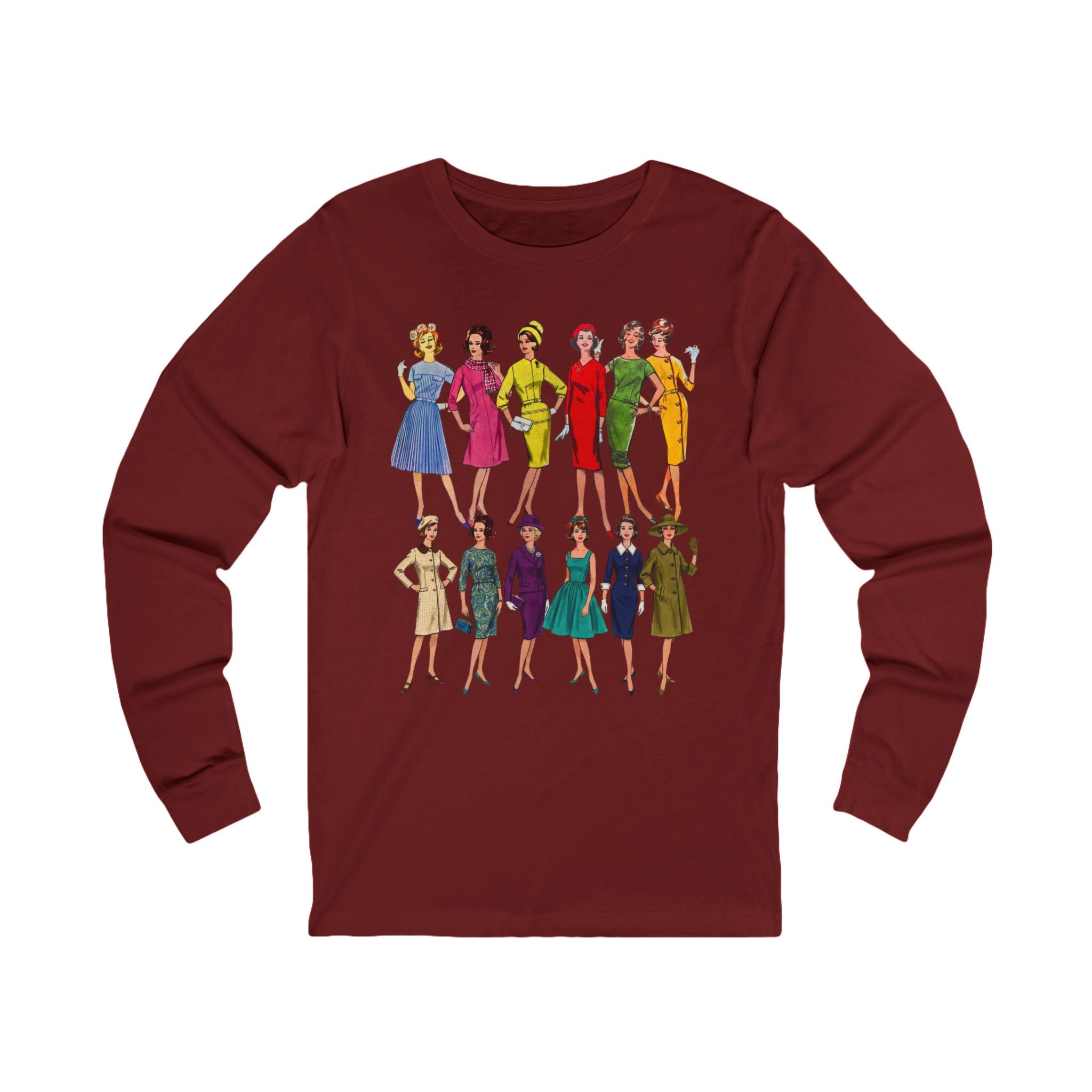 Unisex 'Sixties Fashion Show' Cotton Long Sleeve Tee