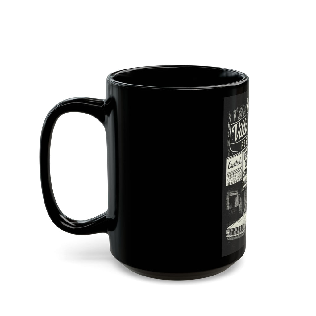 Vintage 'Villa Venice' Restaurant Black Ceramic Coffee Mug (15oz)