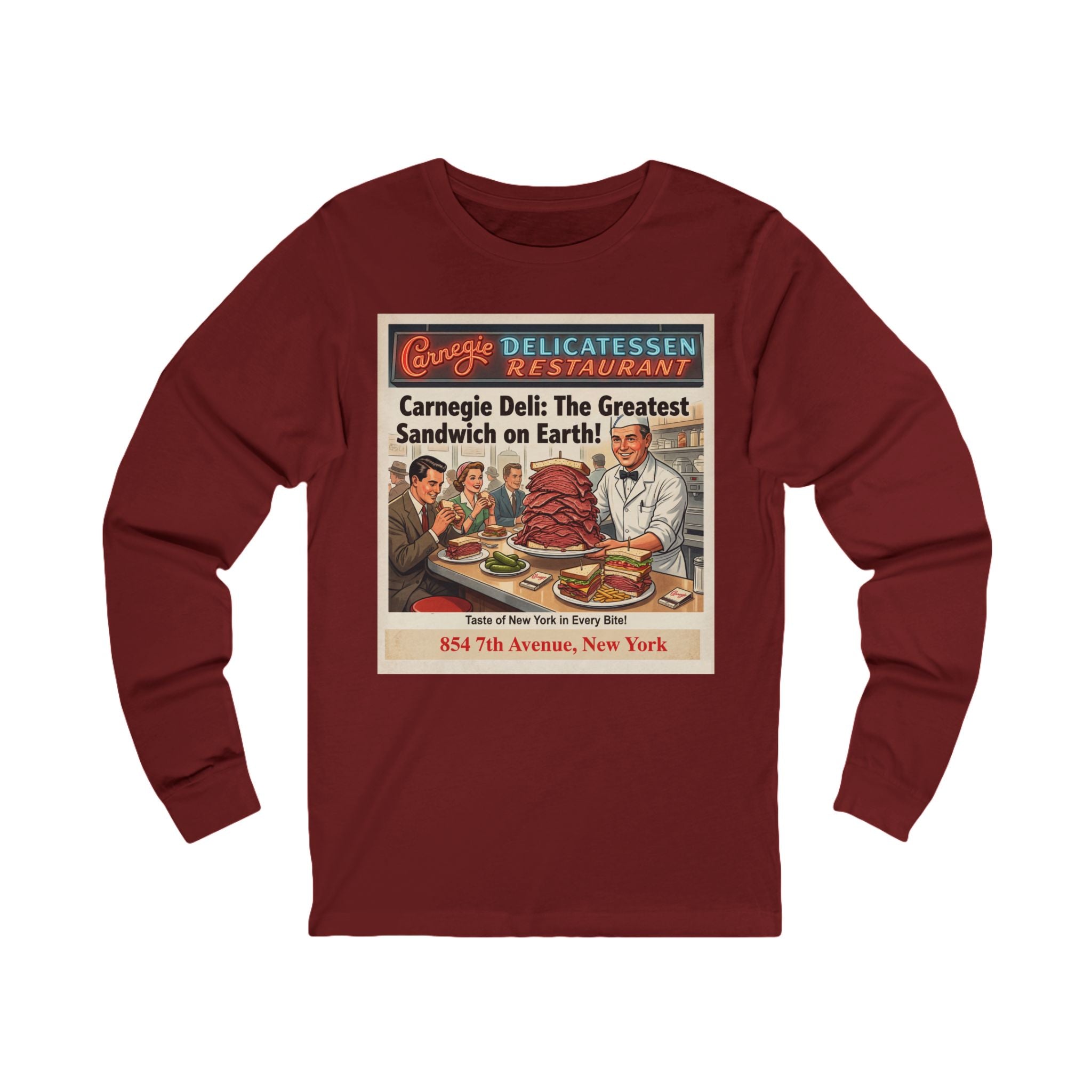Vintage Carnegie Deli Long Sleeve Shirt -- Retro Advertisement Design