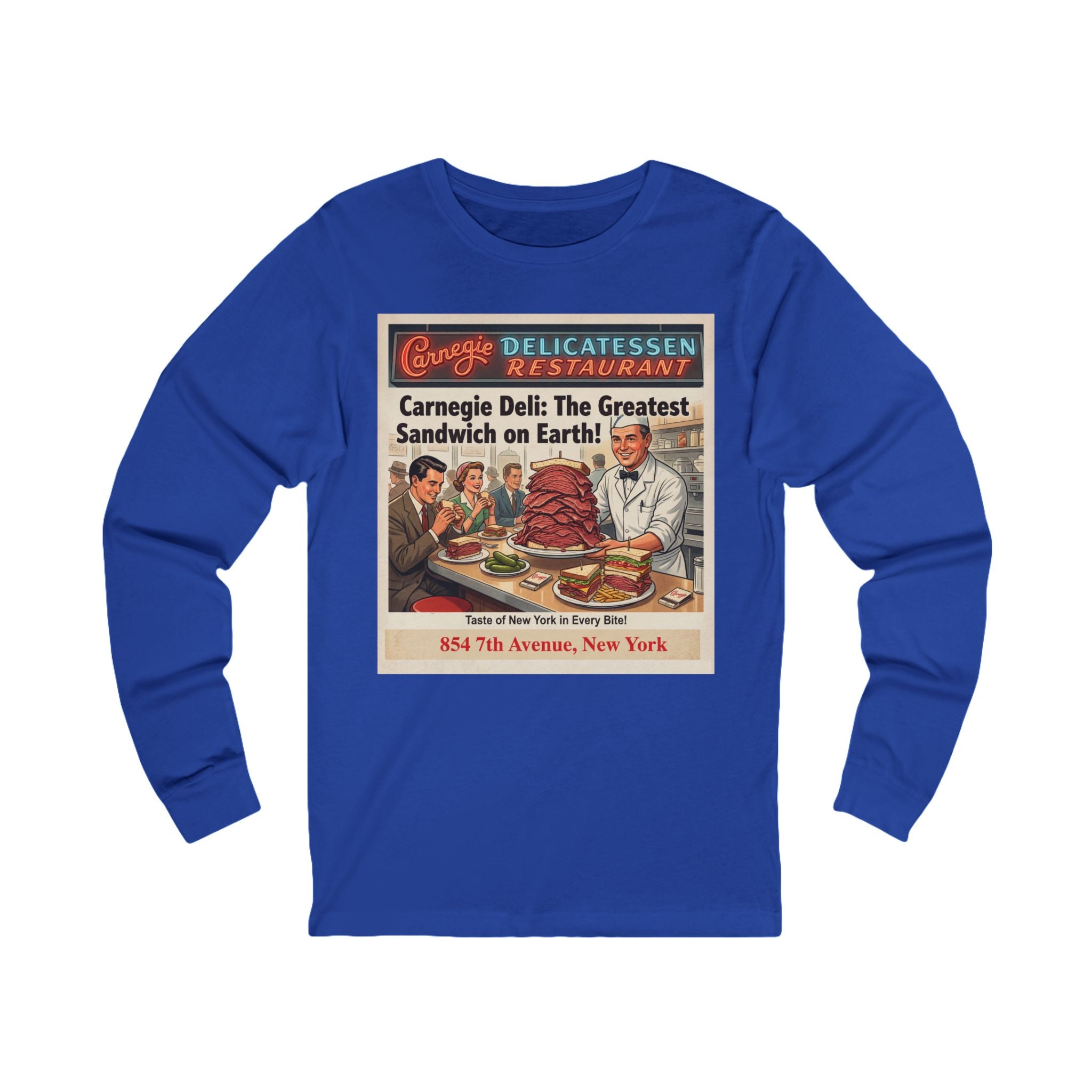 Vintage Carnegie Deli Long Sleeve Shirt -- Retro Advertisement Design