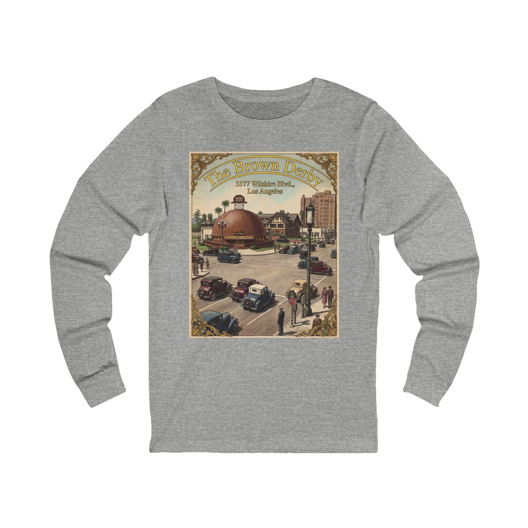 Vintage Brown Derby Restaurant Long Sleeve Tee -- Retro Poster Design