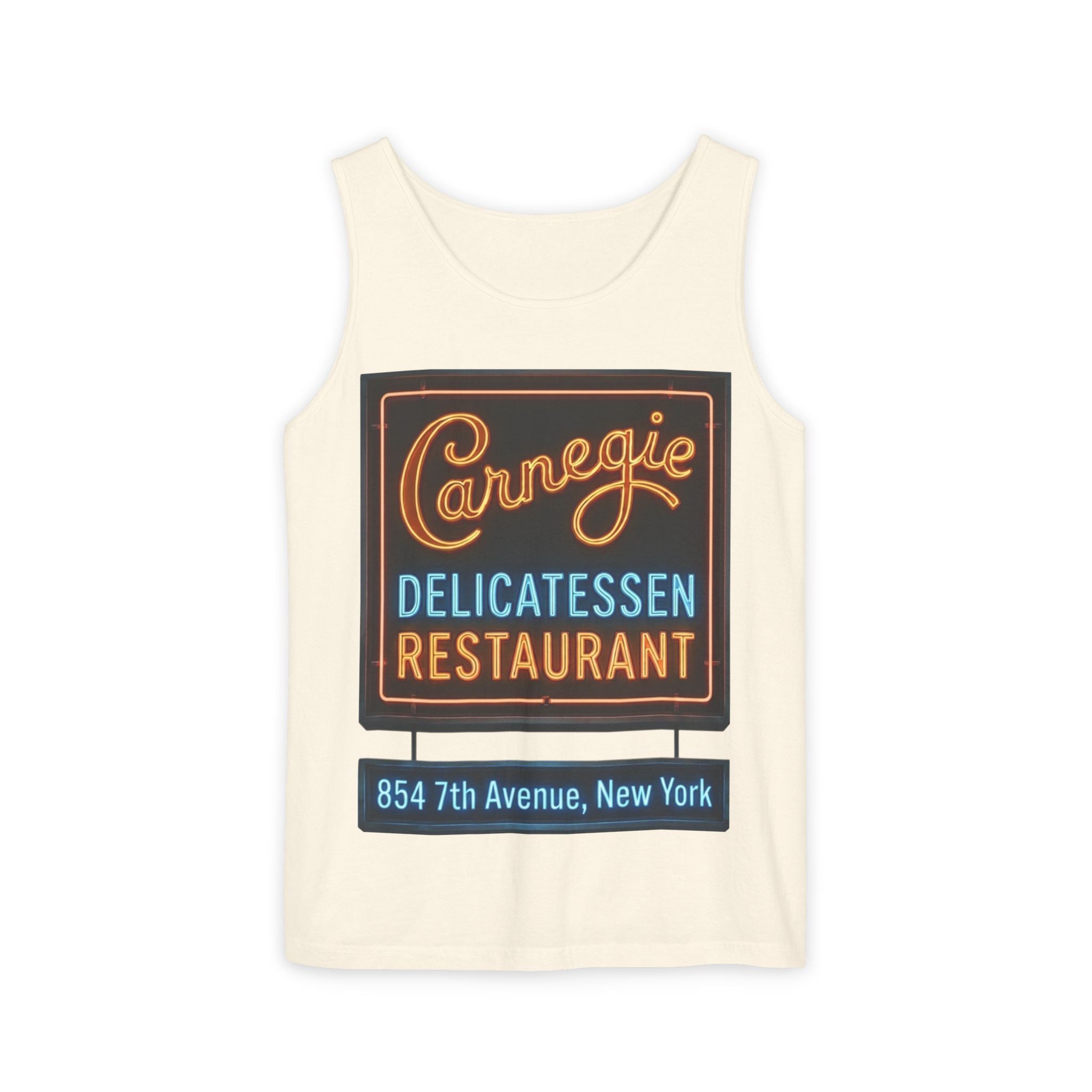 Vintage Carnegie Deli Tank Top — Retro Neon Sign