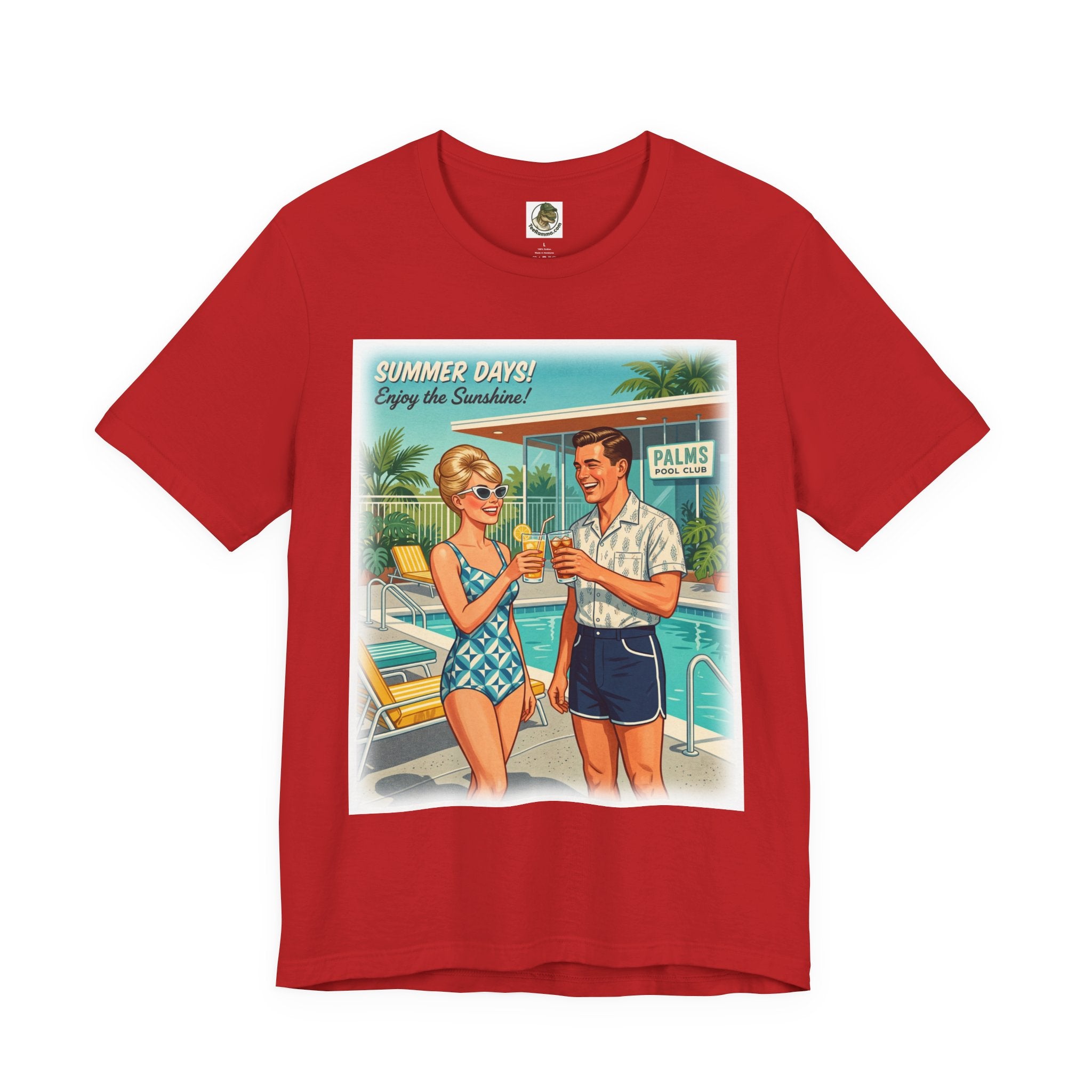 Unisex Retro 'Summer Days' Pool Party Cotton T-Shirt