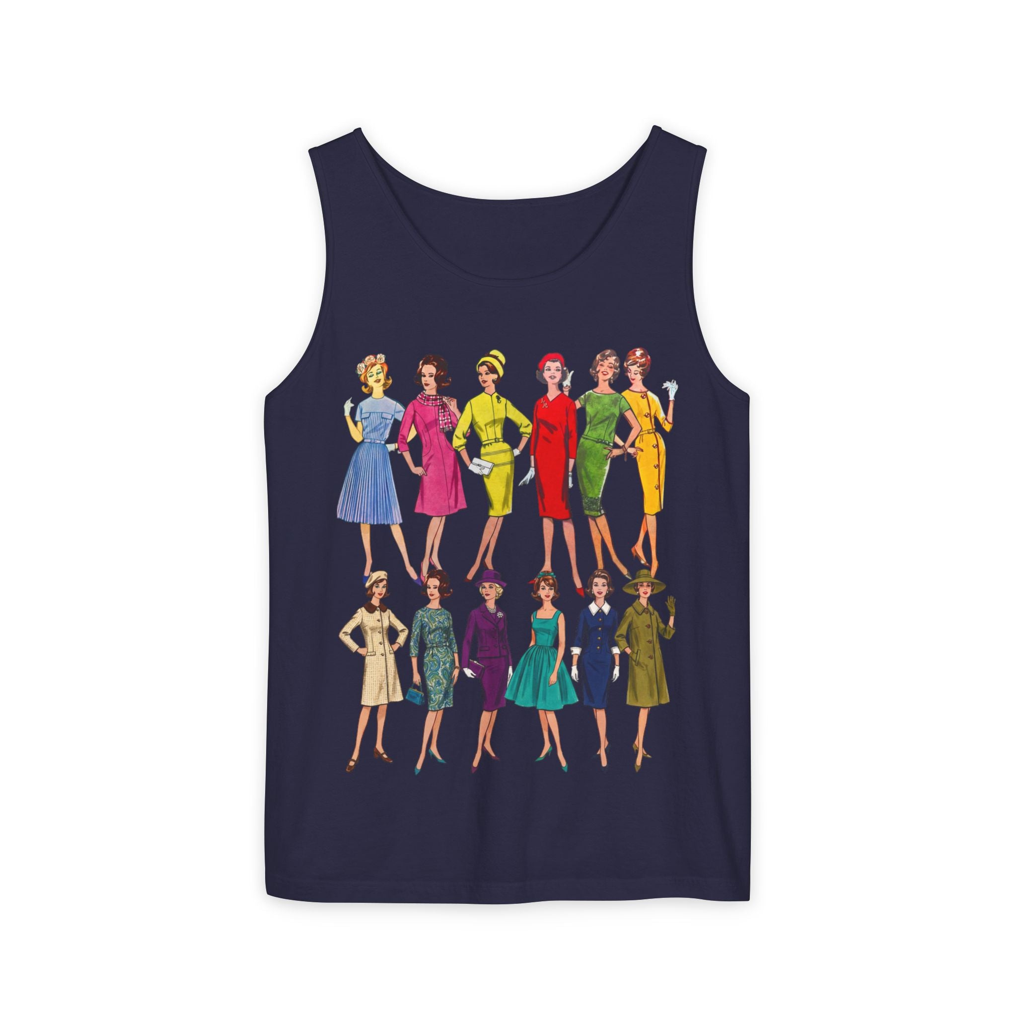 Unisex 'Sixties Fashion Show' Cotton Tank Top