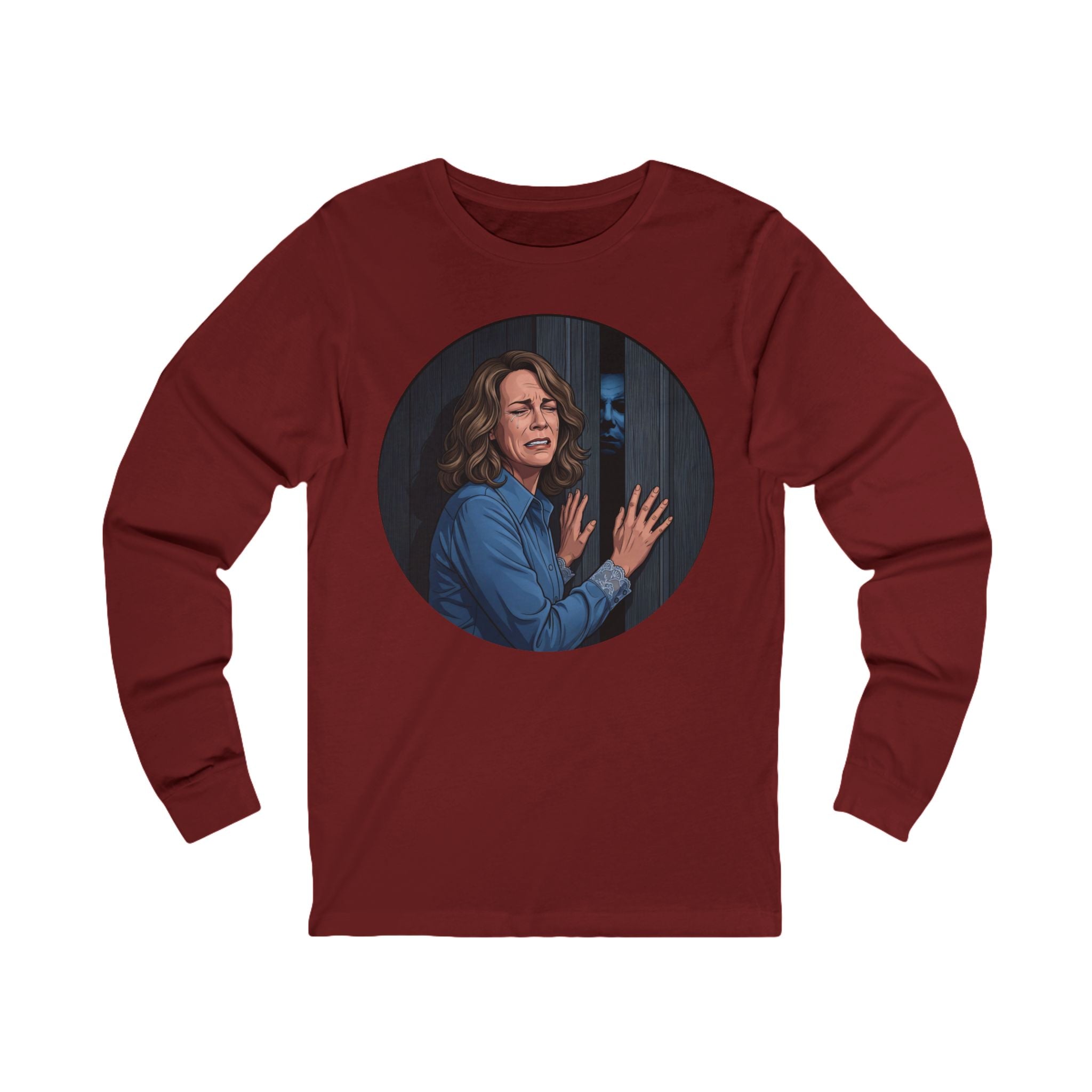 Unisex 'Demon at the Door' Long Sleeve Cotton T-Shirt