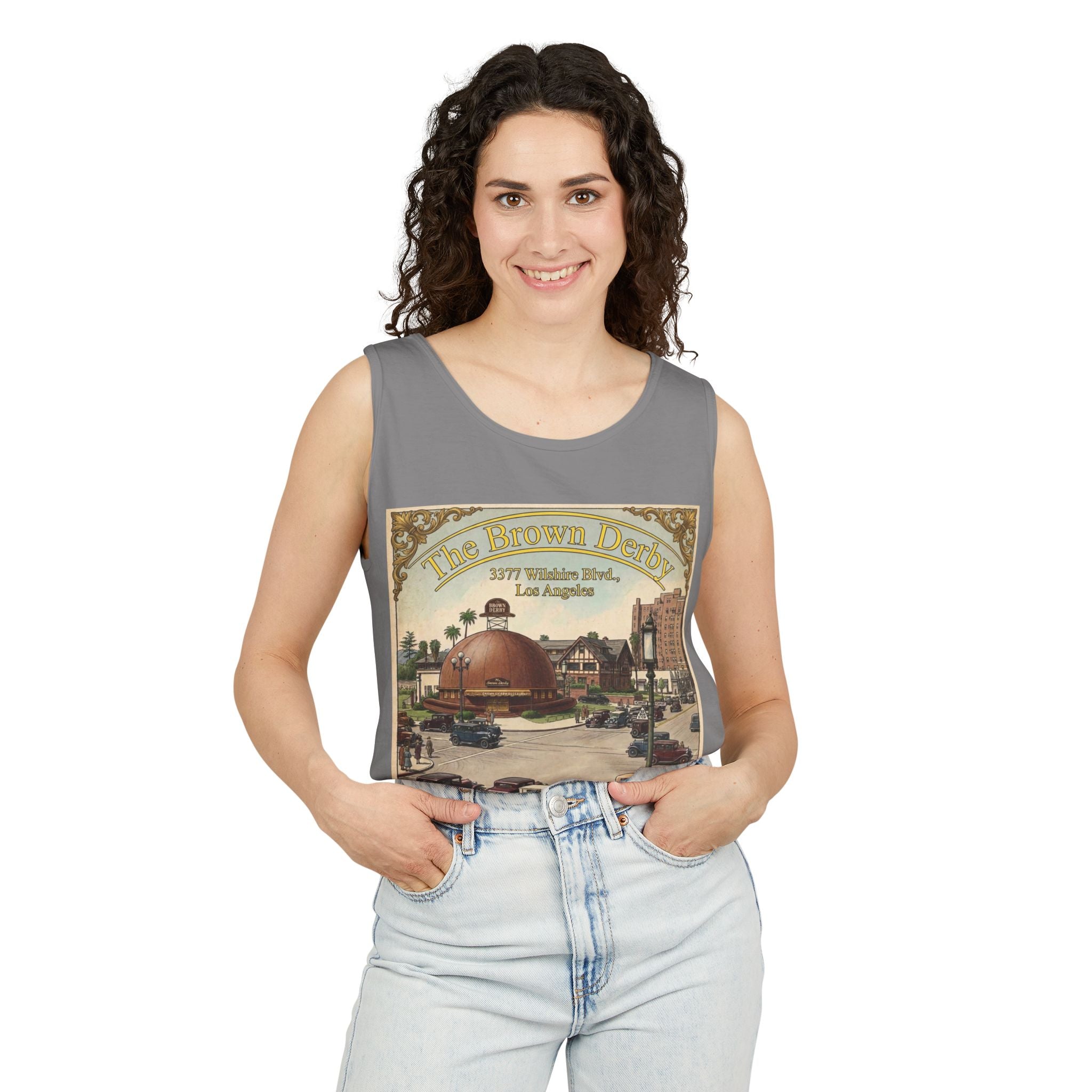 Vintage Brown Derby Los Angeles Tank Top – Retro Travel Poster
