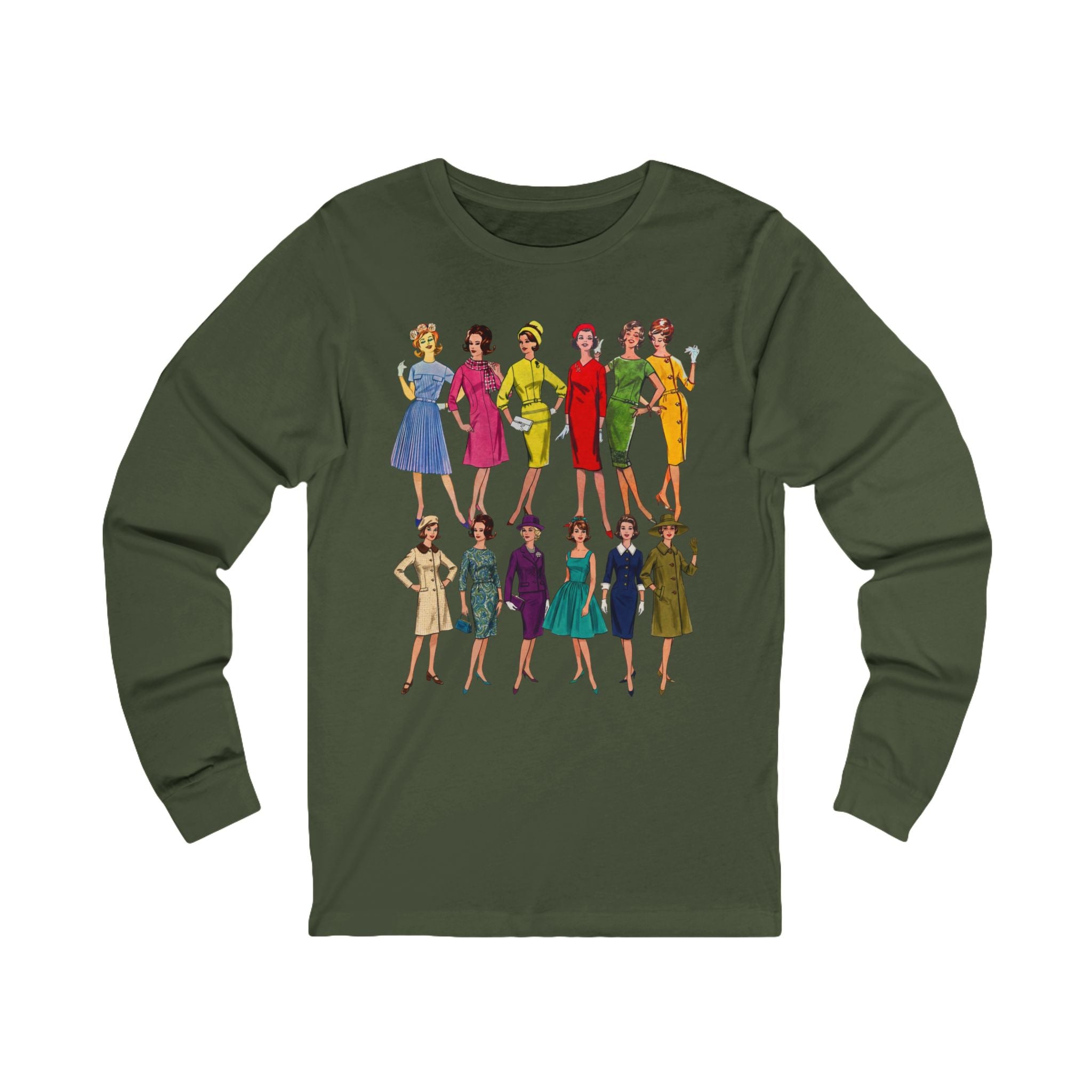 Unisex 'Sixties Fashion Show' Cotton Long Sleeve Tee