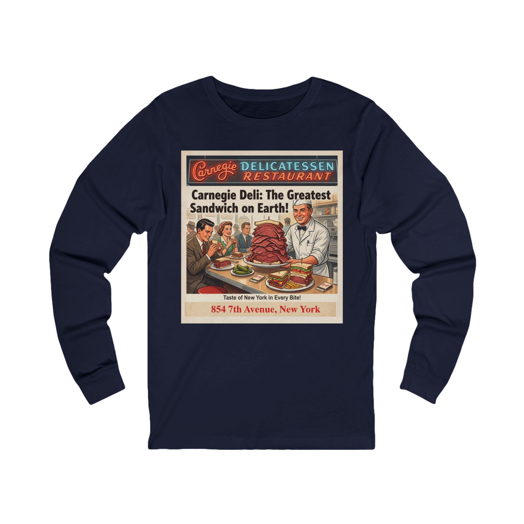 Vintage Carnegie Deli Long Sleeve Shirt -- Retro Advertisement Design