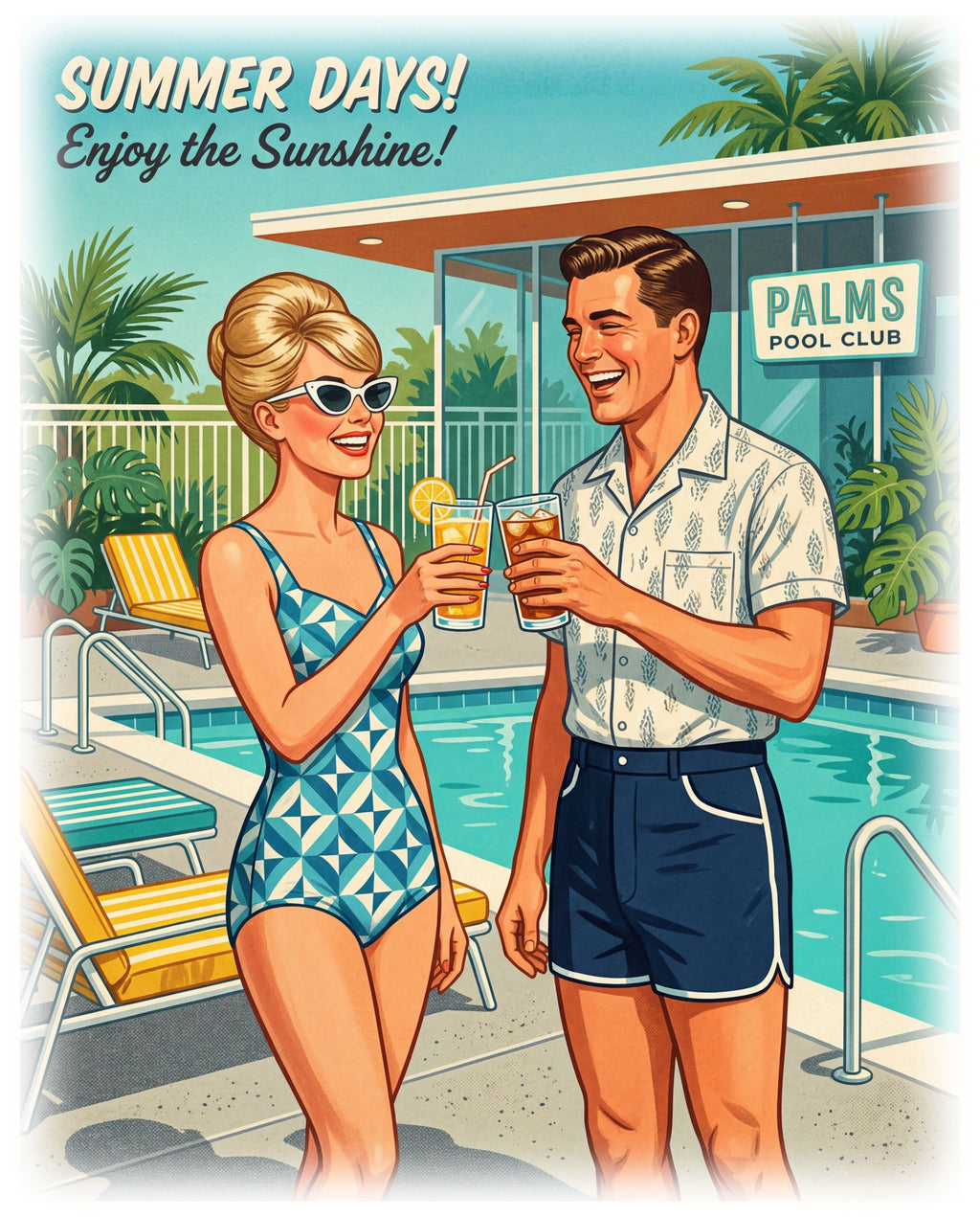 Unisex Retro 'Summer Days' Pool Party 20oz Stainless Tumbler