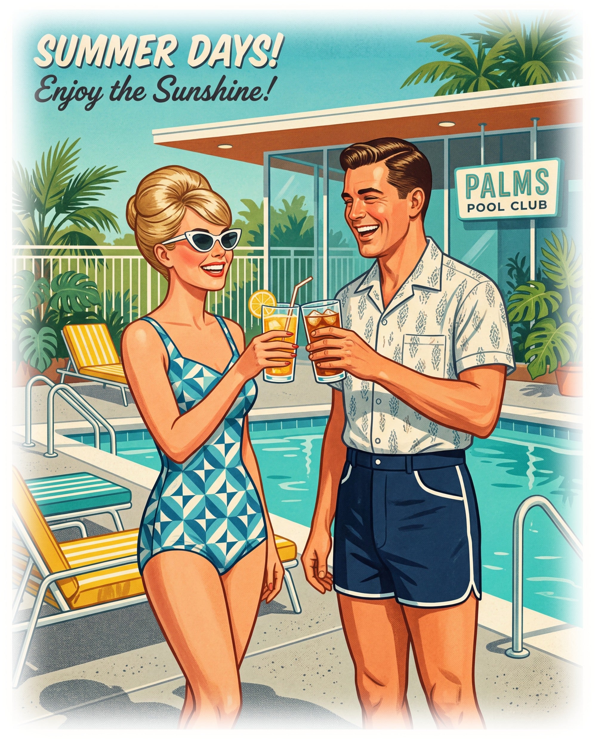 Unisex Retro 'Summer Days' Pool Party 20oz Stainless Tumbler