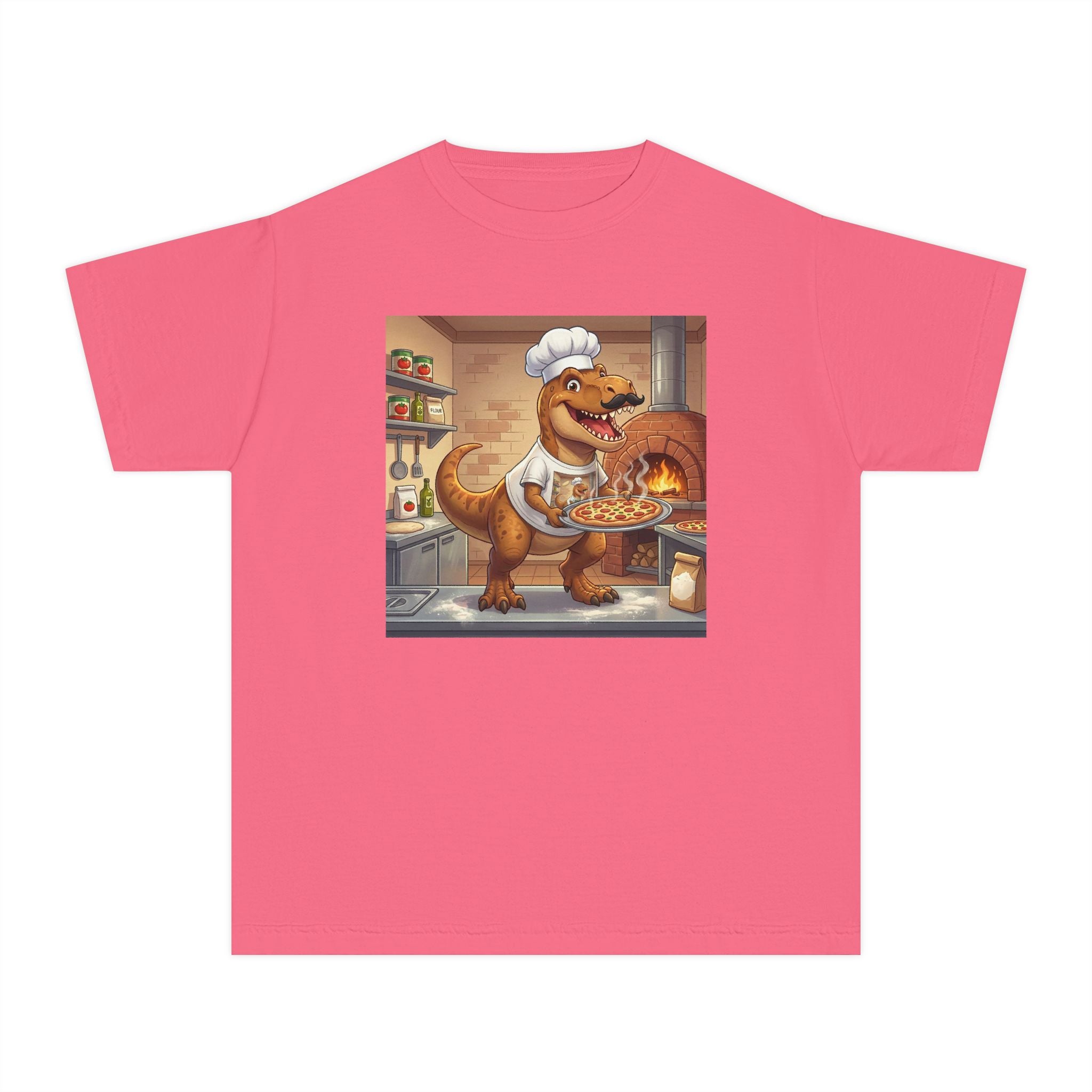 Ernest T‑Rex Pizza Chef Tee (Youth Midweight)