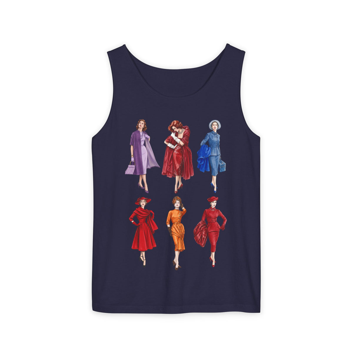 Sixties Vintage Fashion Models Graphic Tank Top