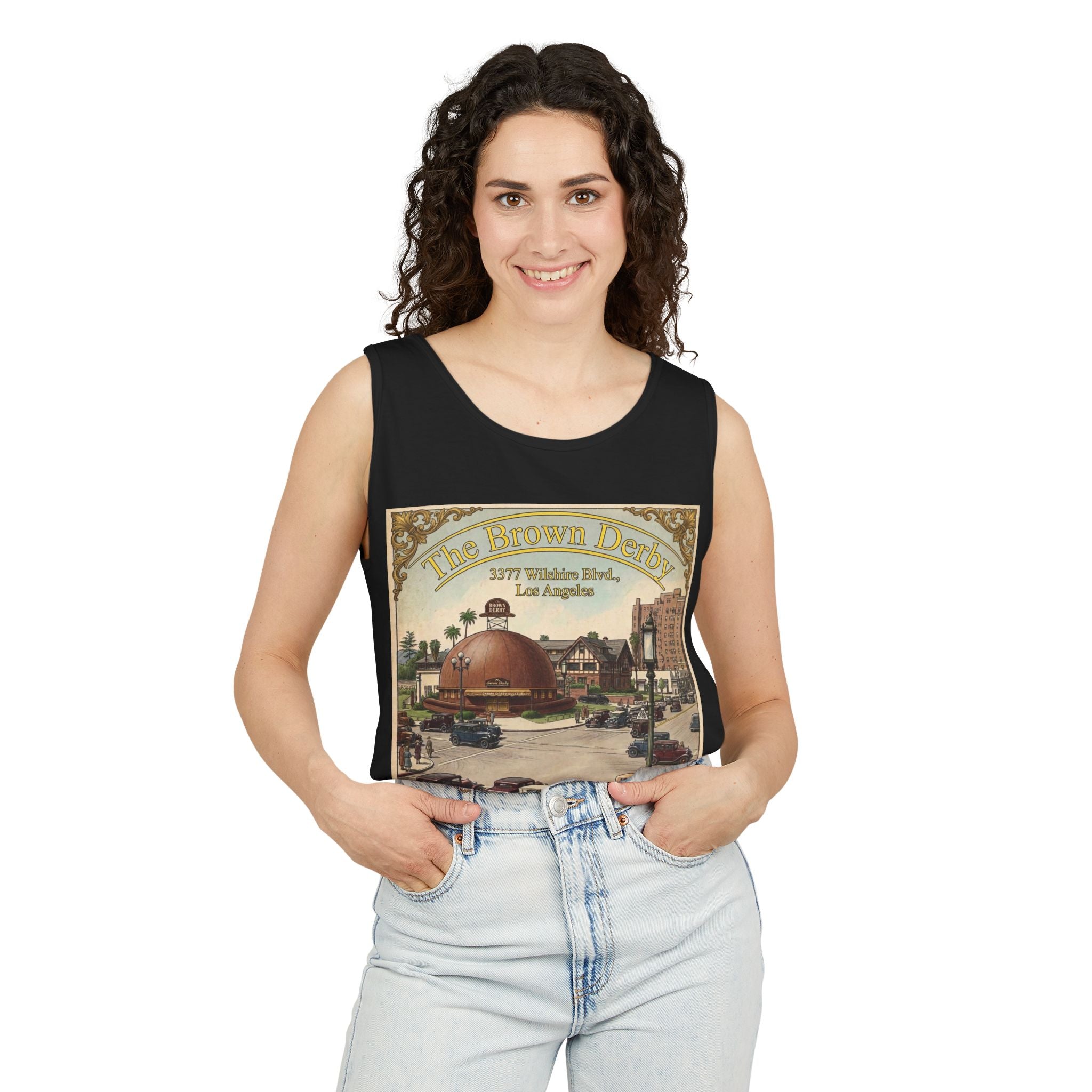 Vintage Brown Derby Los Angeles Tank Top – Retro Travel Poster