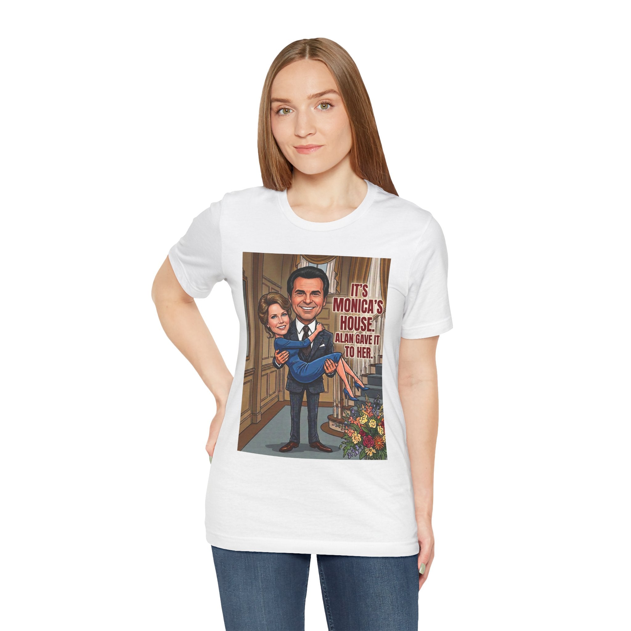 Vintage "It's Monica's House" Retro Caricature Cotton T-Shirt
