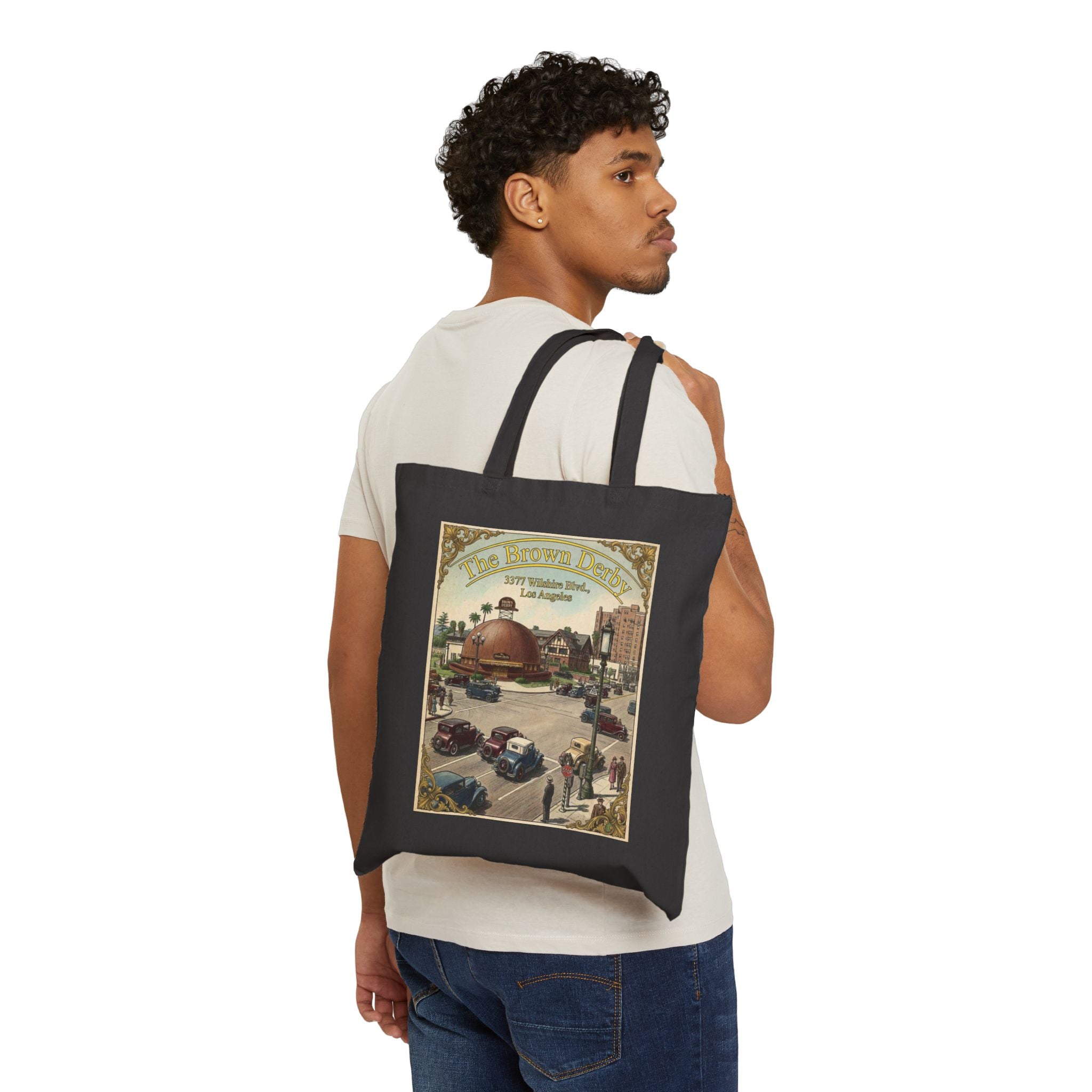 Vintage Double-Image Brown Derby Restaurant Canvas Tote Bag