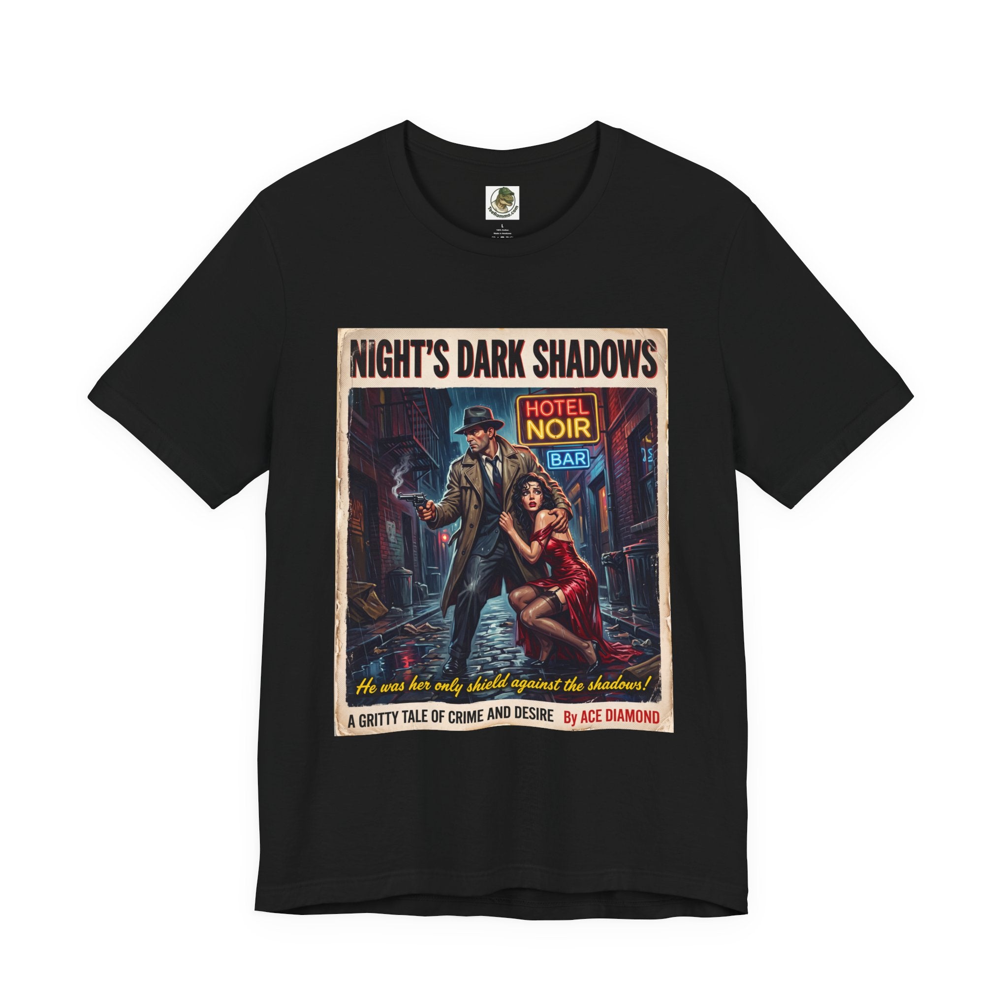 Vintage Fifties Pulp Novel 'Night's Dark Shadows' Graphic Tee